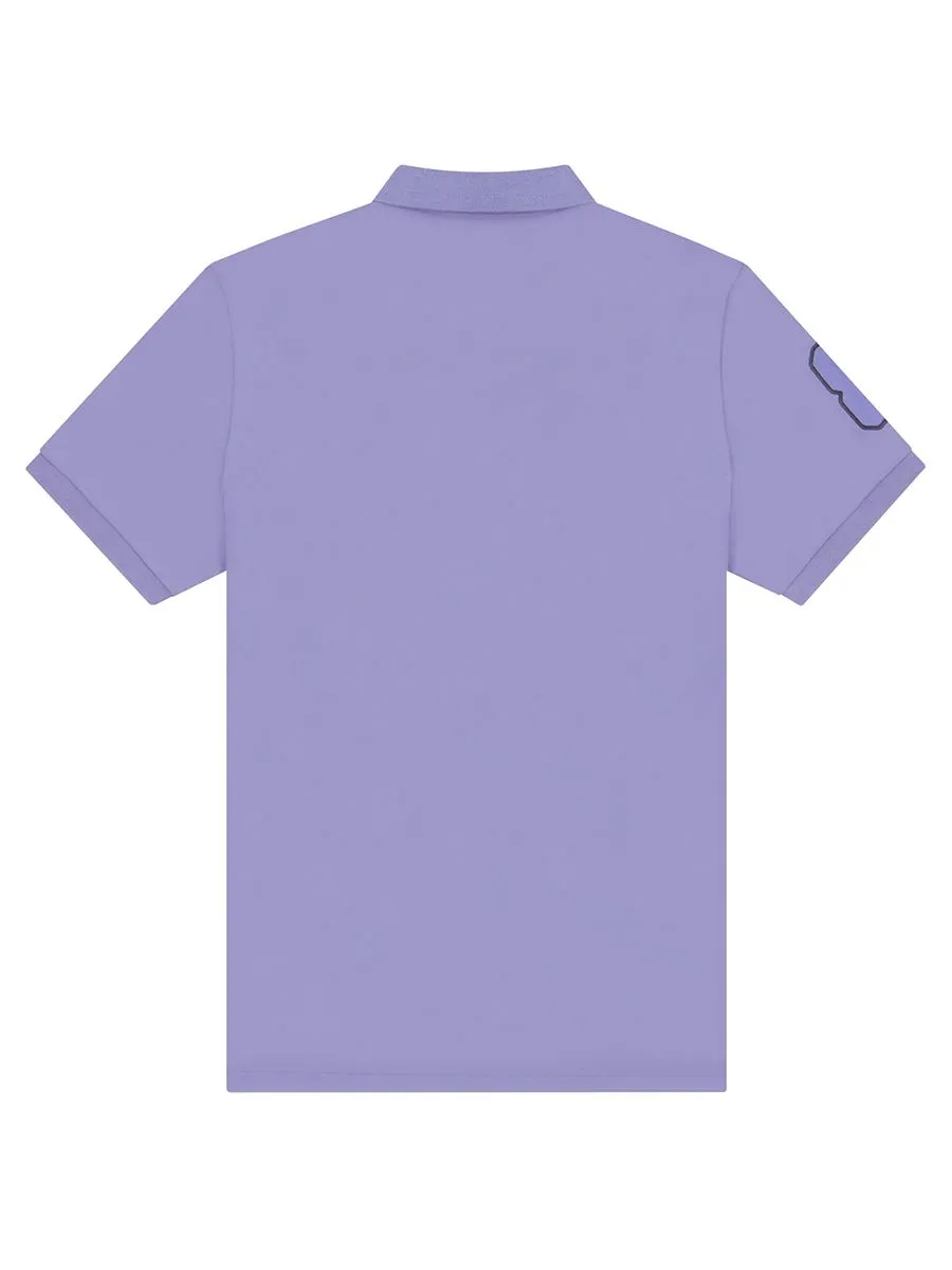 GIORDANO Men's Pique Slim Fit Embroidery Napoleon Polo  Thistle Down Purple