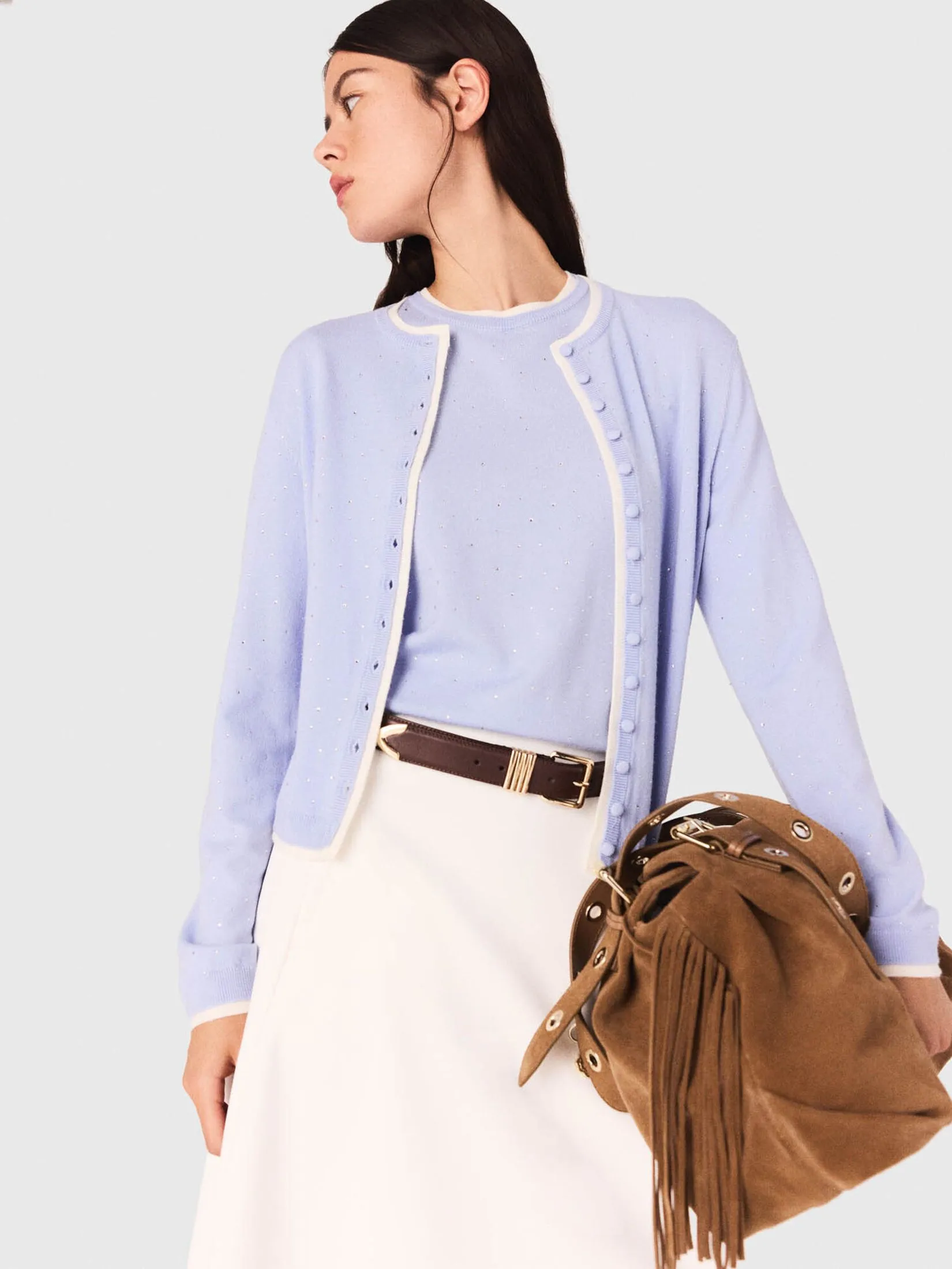 MAJE Women Cardigan With Rhinestones