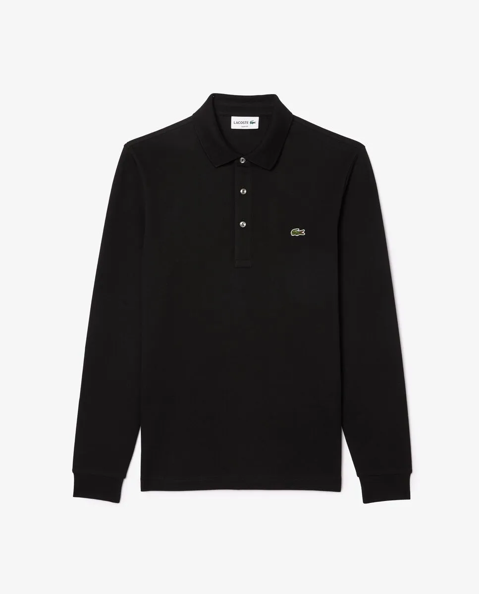 LACOSTE Slim Fit Long Sleeved Stretch Polo Shirt Black Size - 3
