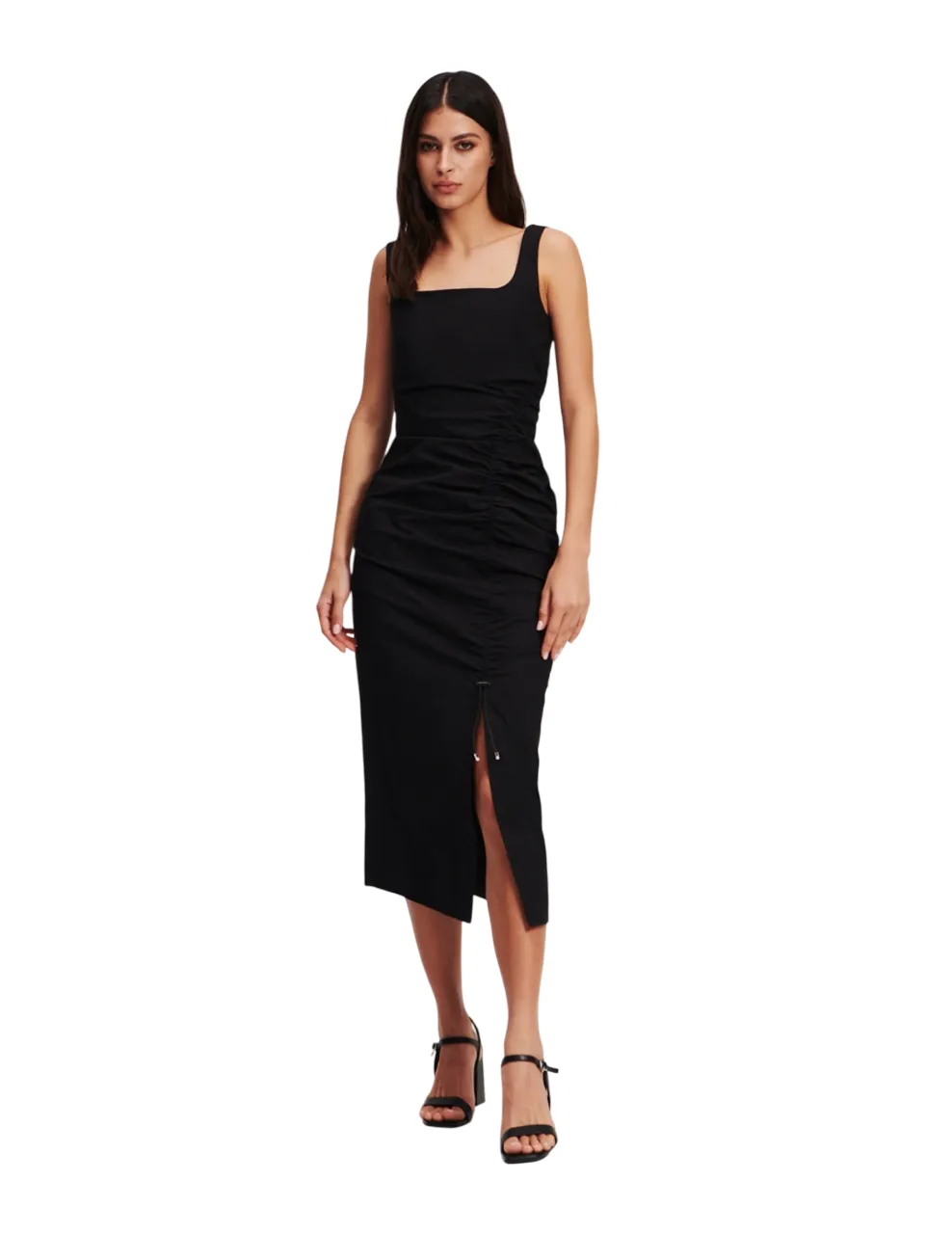 KARL LAGERFELD RTW-1 GATHERED STRETCH WOMEN DRESS BLACK