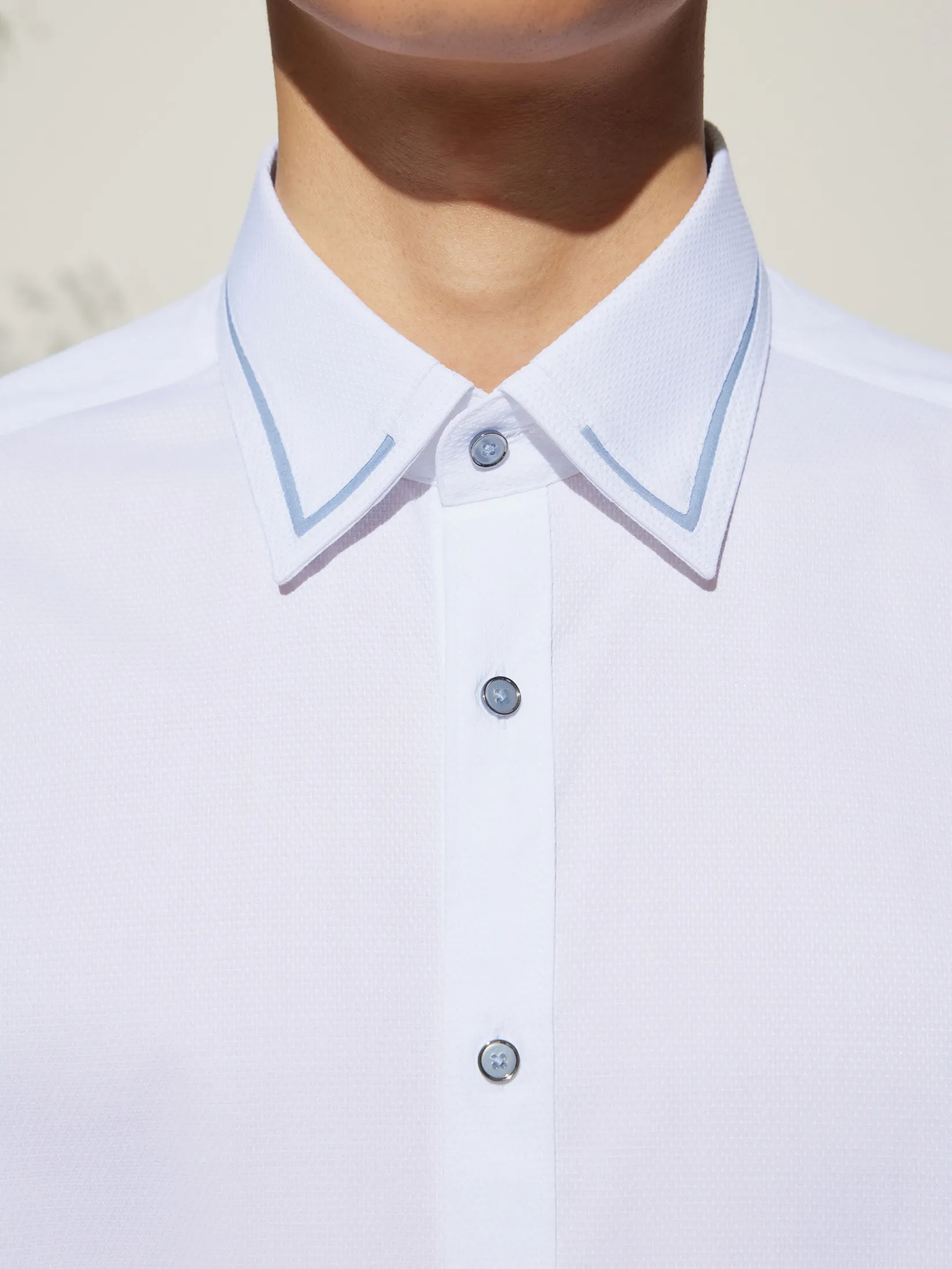 G2000 Men Clothing Non-Iron Cotton Blend Texture Shirt  Smart Fit - White