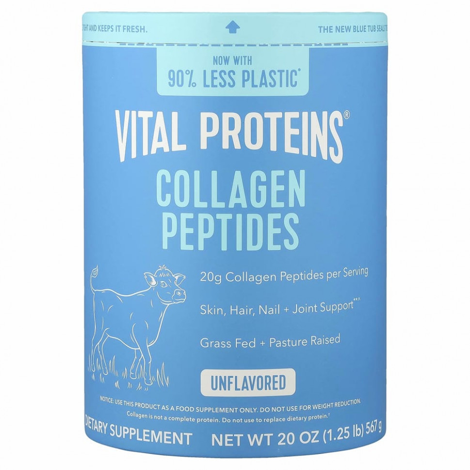 Vital Proteins, пептиды коллагена, без вкусовых добавок, 567 г (1,25 фунта)