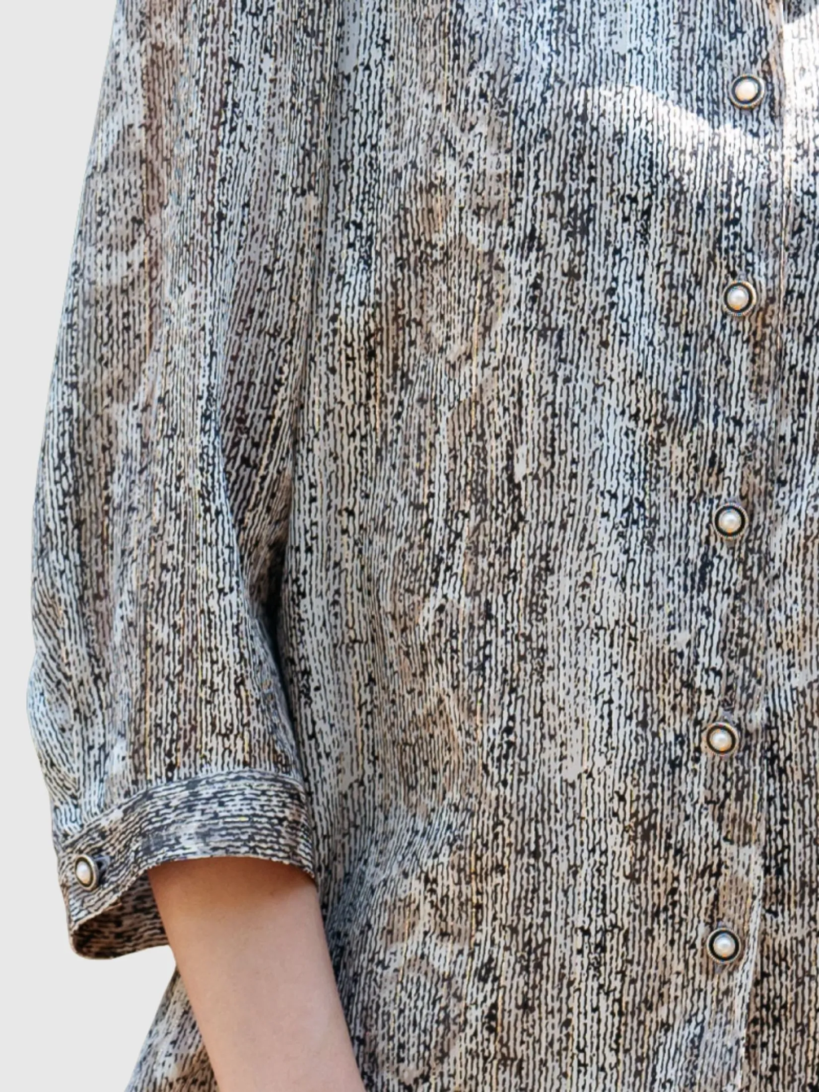 MIKIKO Women Shirt Long Sleeves Chiffon Metalic Grey