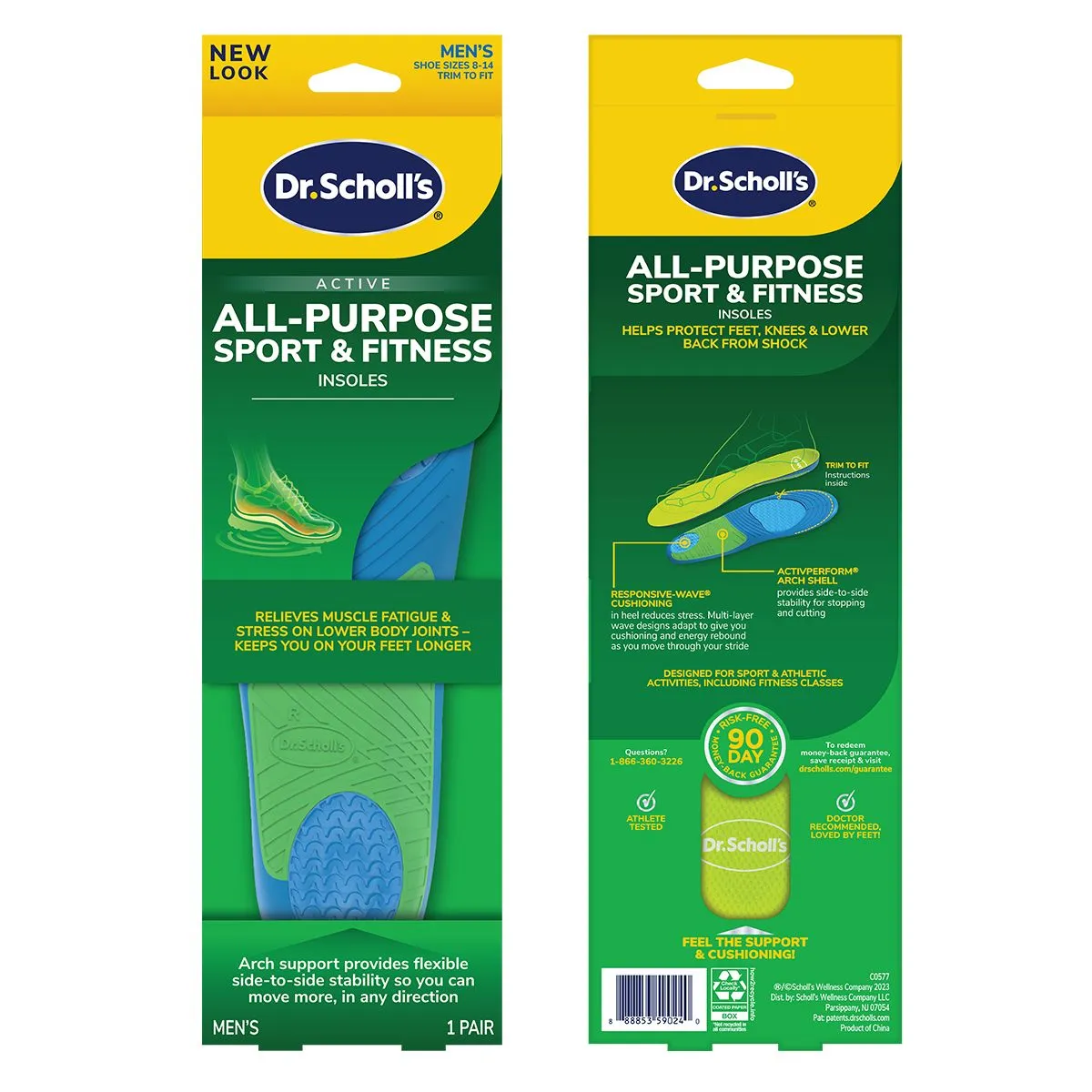 SCHOLL Dr.Scholl's Active All Purpose Sport & Fitness Insoles Men