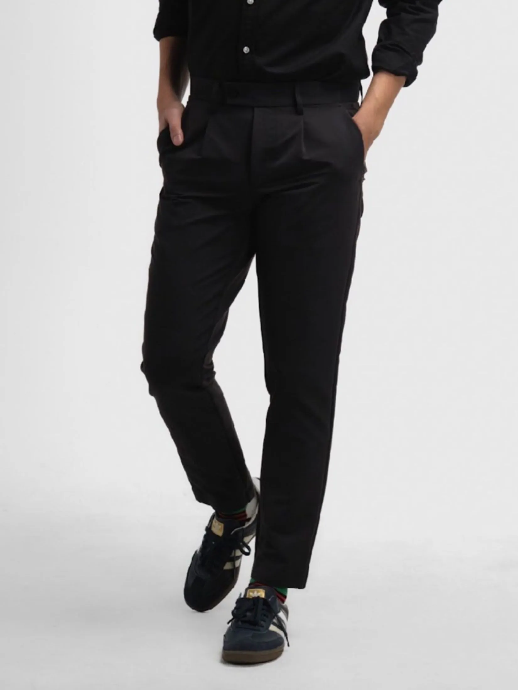 ERA-WON Men's  Cropped Skinny pants Golf fabric  Black