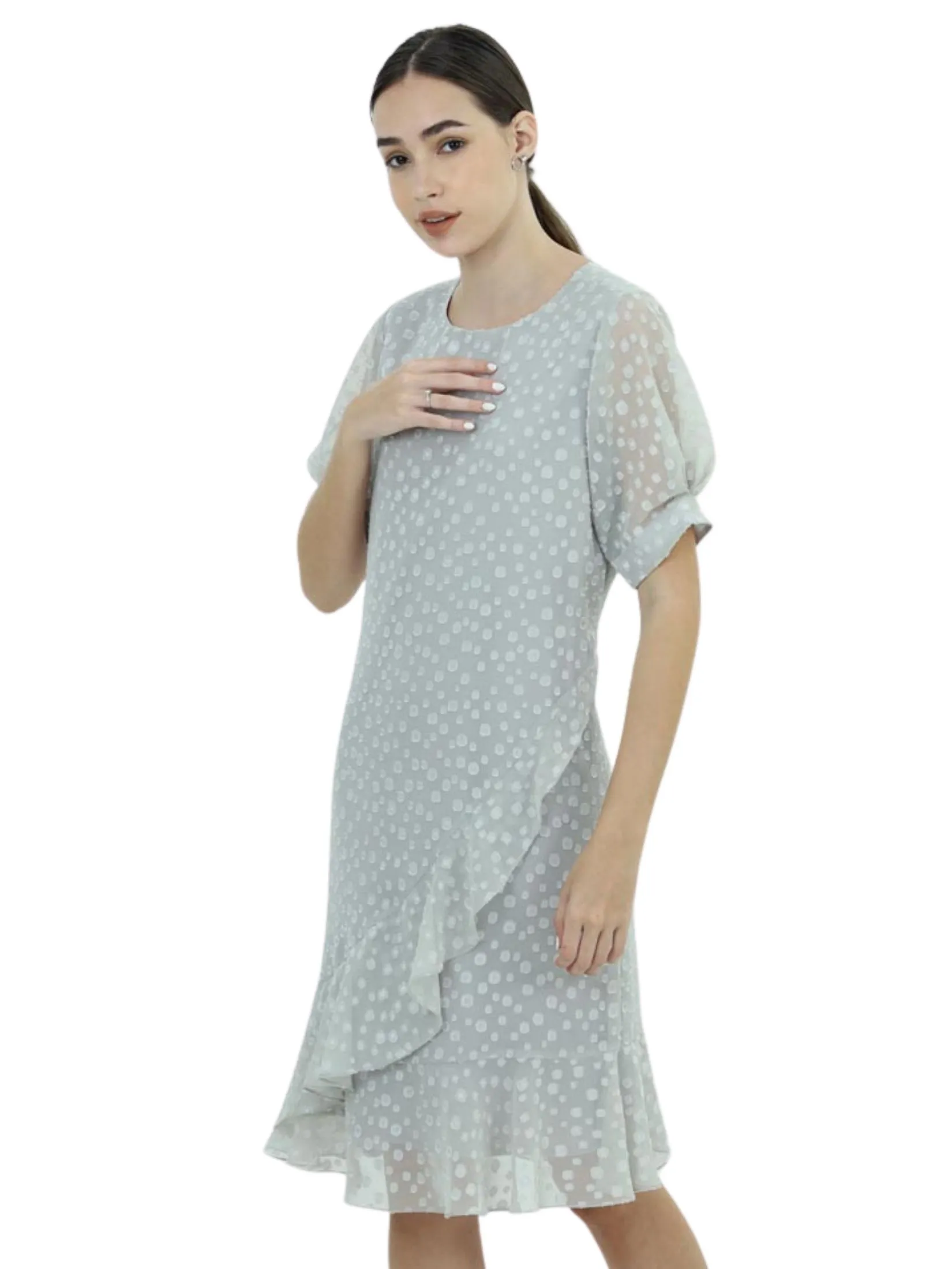 VERONIQA Women Dress Short Sleeves Uragiri Grey