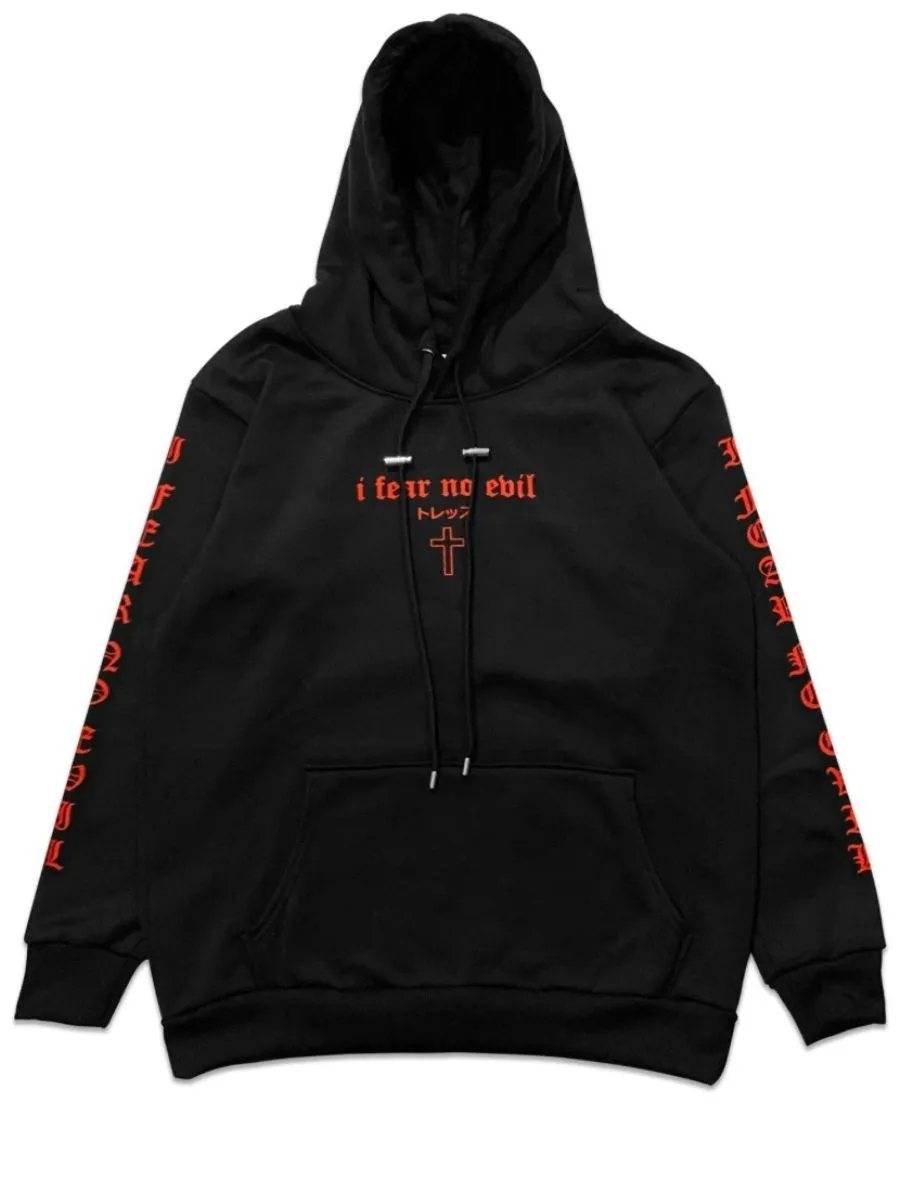 TZ WORLDWIDE Men HOODIE TZ I FEAR NO EVIL BLACK/RED