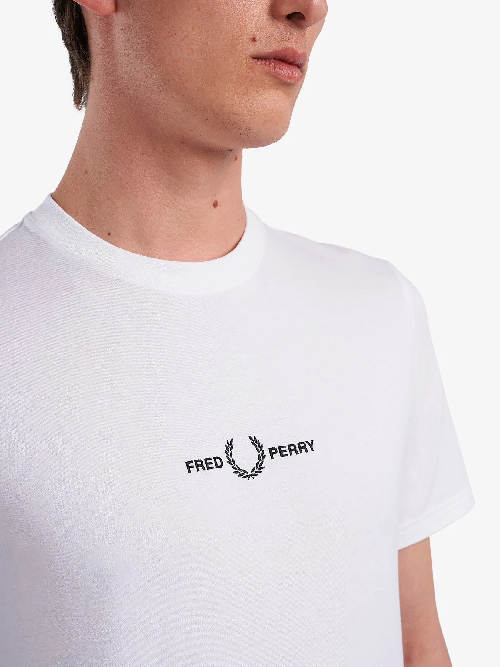 FRED PERRY Men EMBROIDEREDT-SHIRT White