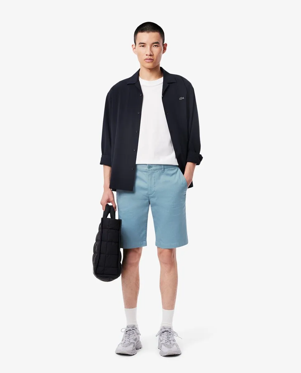 LACOSTE Slim Fit Stretch Cotton Chino Shorts Blue