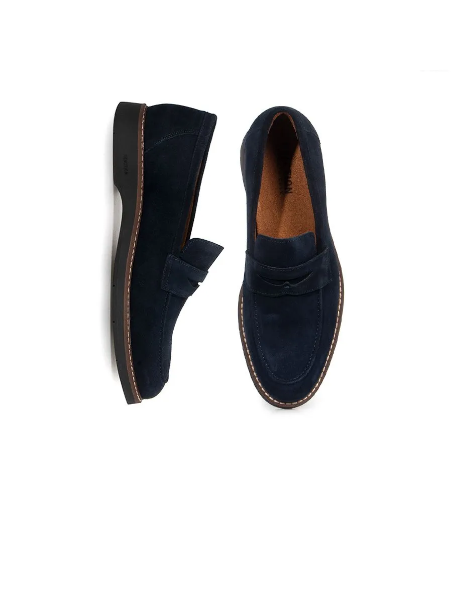 KENNETH COLE MEN CASUALS THOMAS SUEDE LOAFER / NAVY