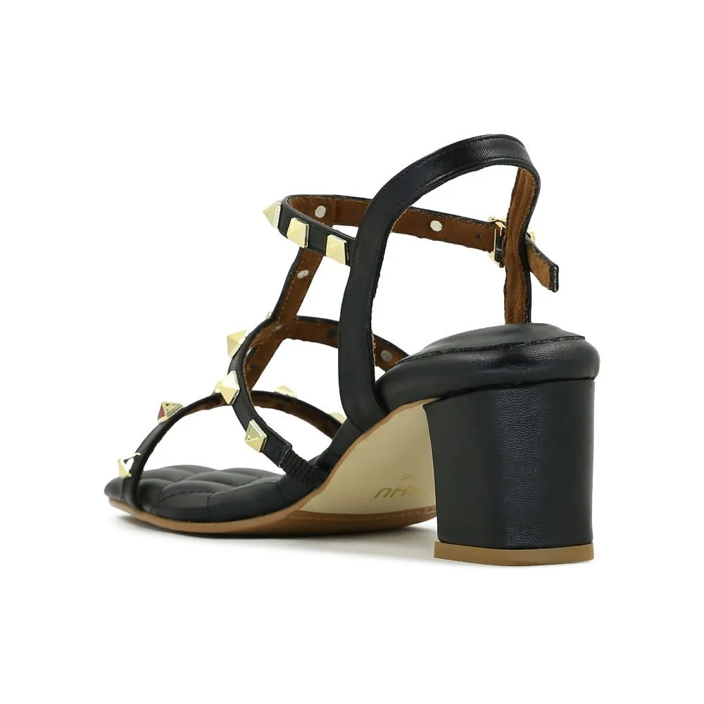 SHU WOMEN PALETTE SOFT 2" ROCKSTUDS STRAPS SANDALS - BLACK
