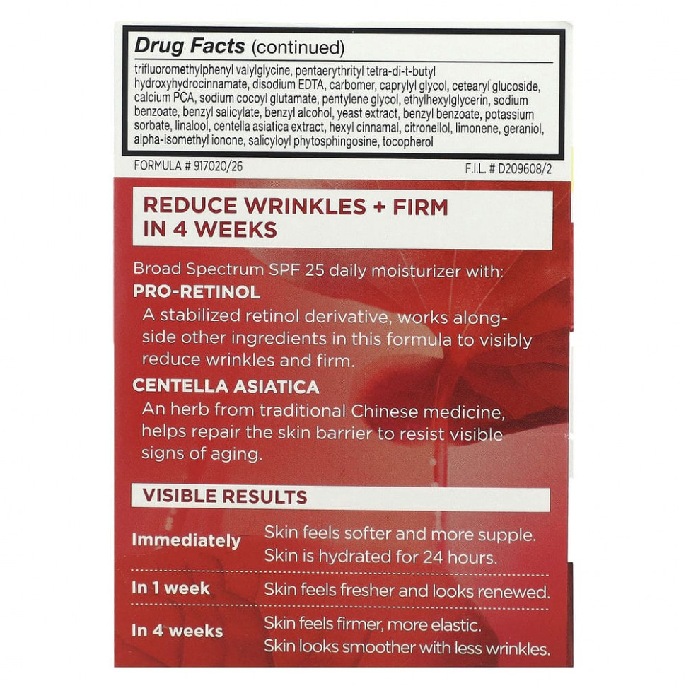 L'Oréal, Revitalift Anti Winkle + Firming, увлажняющее средство, SPF 25, 48 г (1,7 унции)