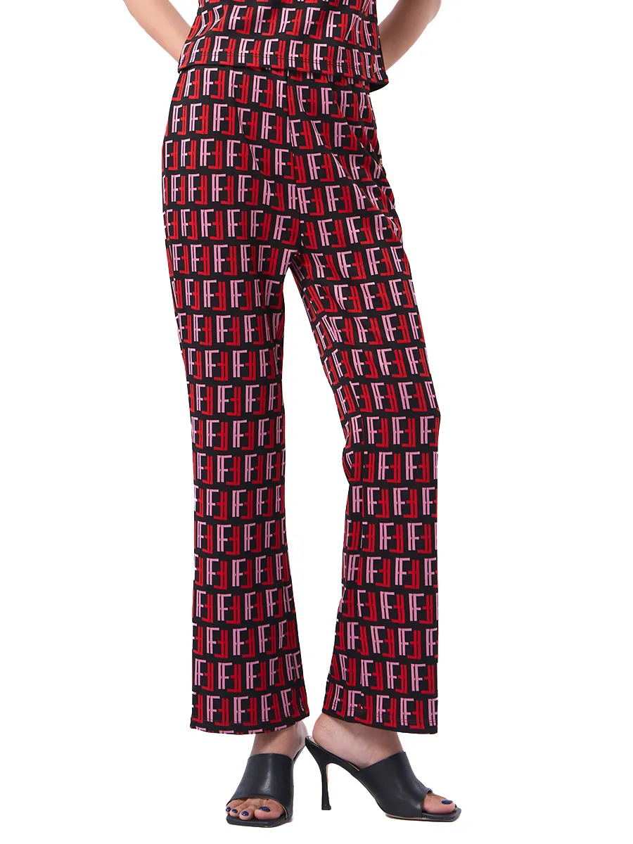F-FASHION FF Logo Monogram Flair Leg Trousers Women MIX COLORS