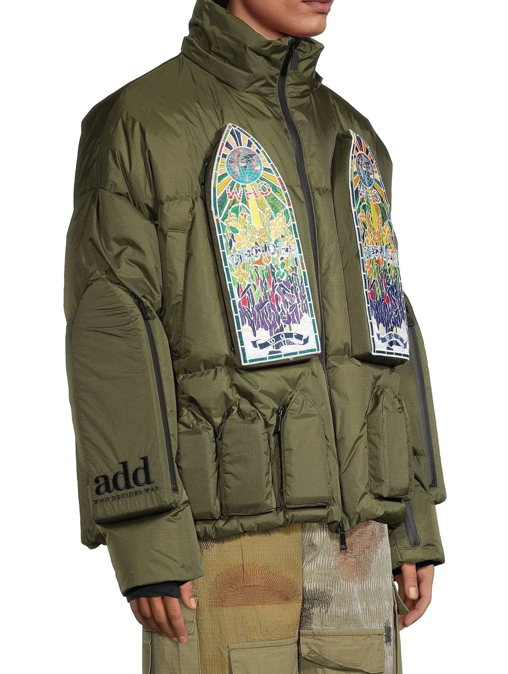 WDW X ADD DOWN BOMBER WITH DETACHABLE HOOD IN DENIM
