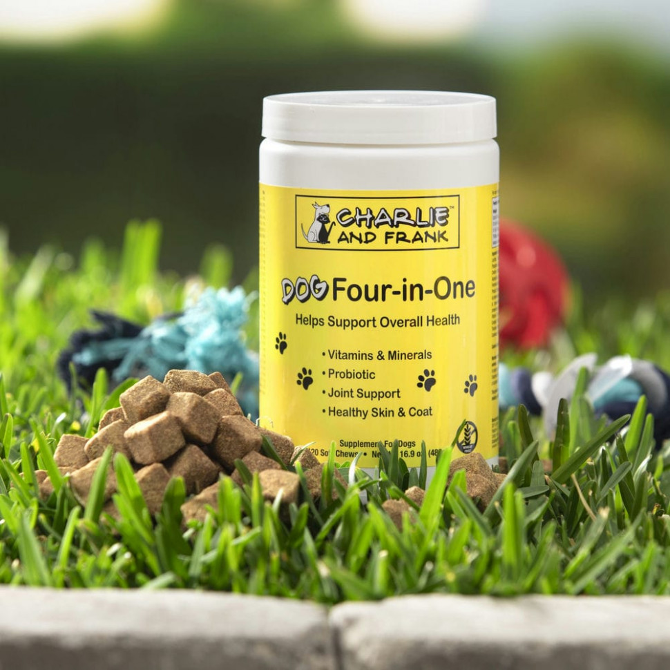 Charlie & Frank, Dog Four-in-One, 120 мягких жевательных таблеток