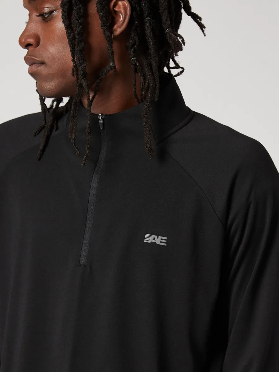 AMERICAN EAGLE MEN K-3328 MERINO LS HALF ZIP ACTIVE 001 BLACK