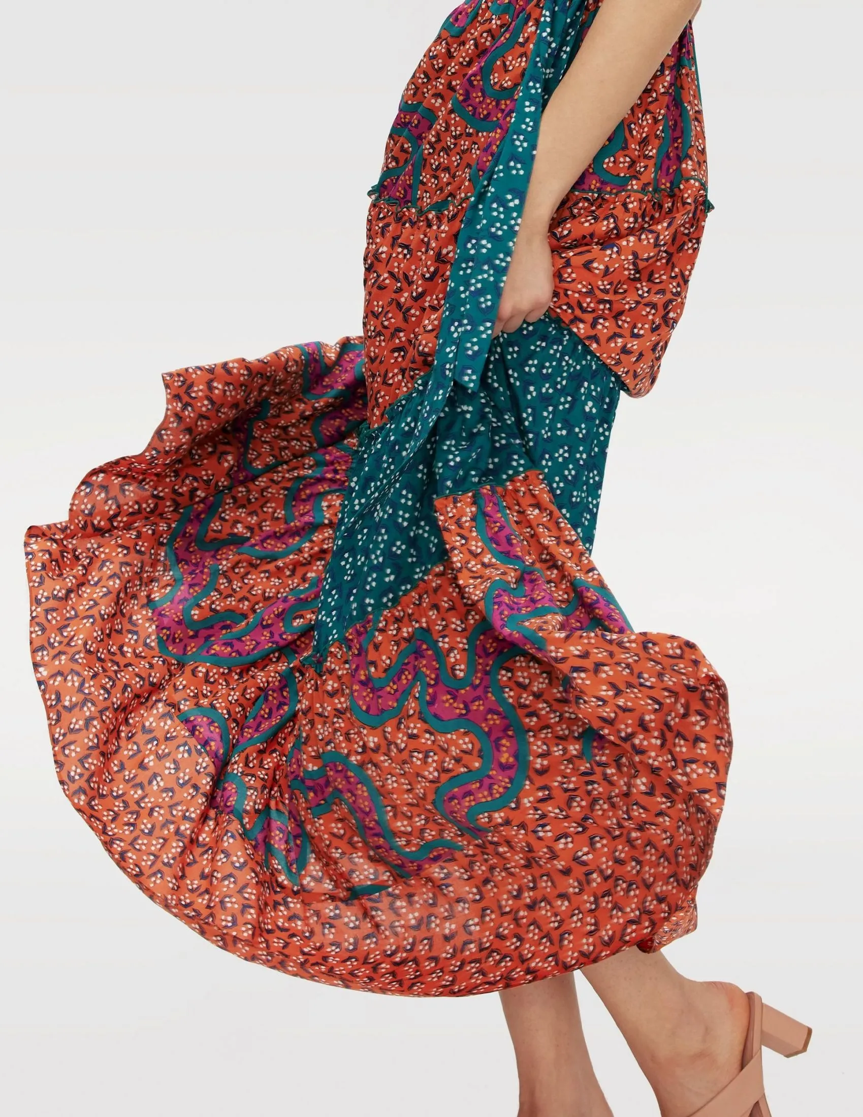 DIANE VON FURSTENBERG DVF ALEJANDRO DRESS SPL GRDN/LILY VLY MM/SEA GLASS