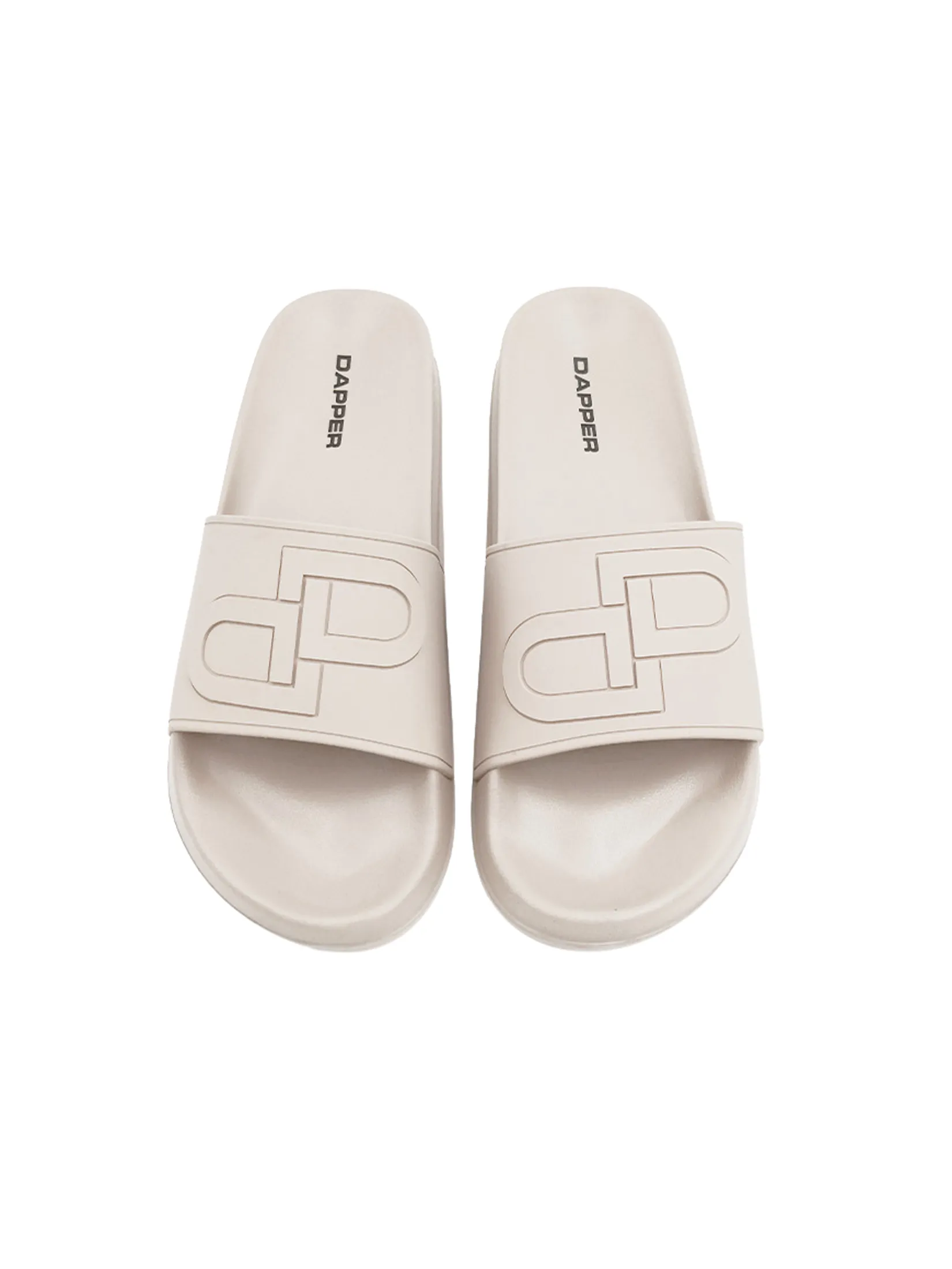 DAPPER DAPPER DP Icon Embossed Pool Slide Sandals Ivory