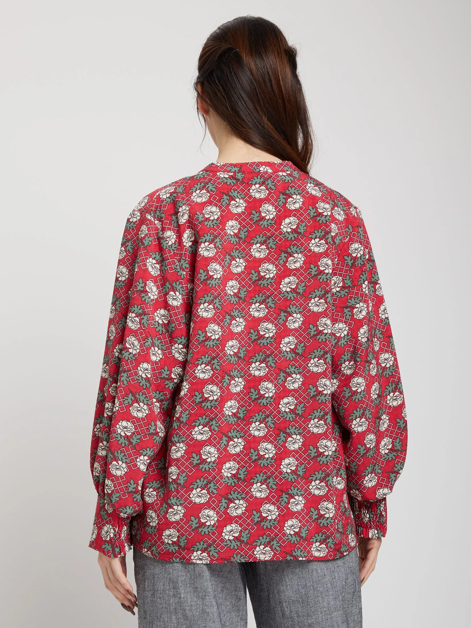 EASY PIECES Women Blouse Long Sleeves Round Neck Print