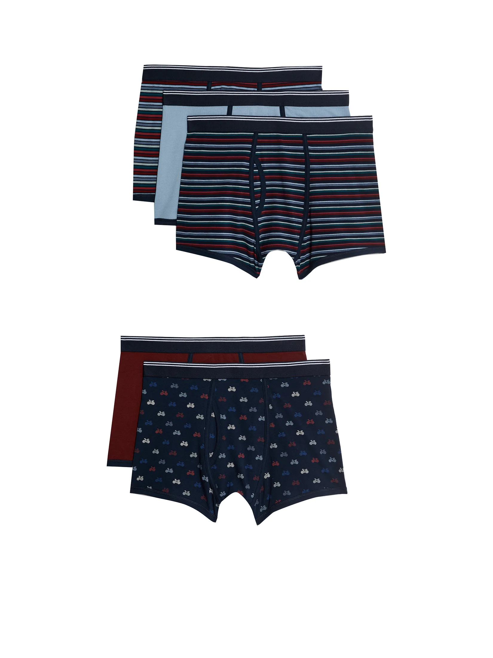 MARKS & SPENCER Men Trunks Cotton Rich Cool & Fresh 5pk Navy Mix