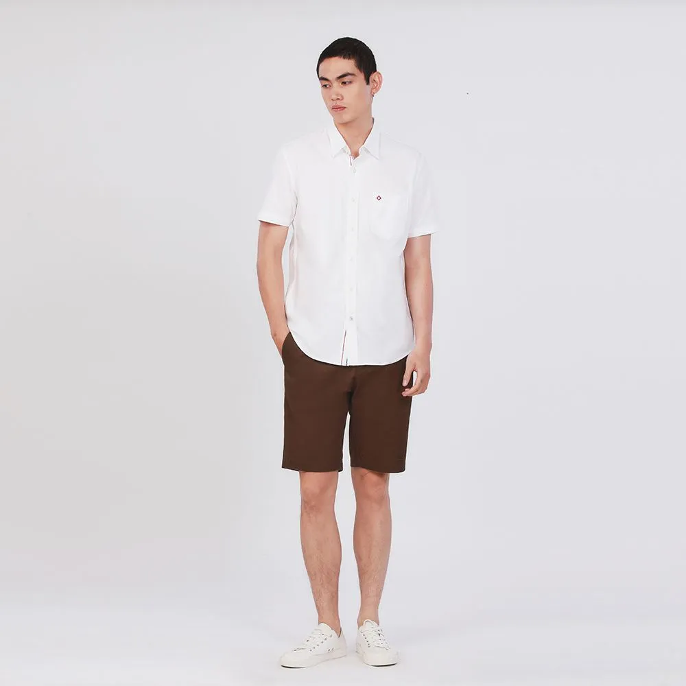 JOHN HENRY Men's Short Sleeves Shirts (Slim Fit) ESSENTIALS White