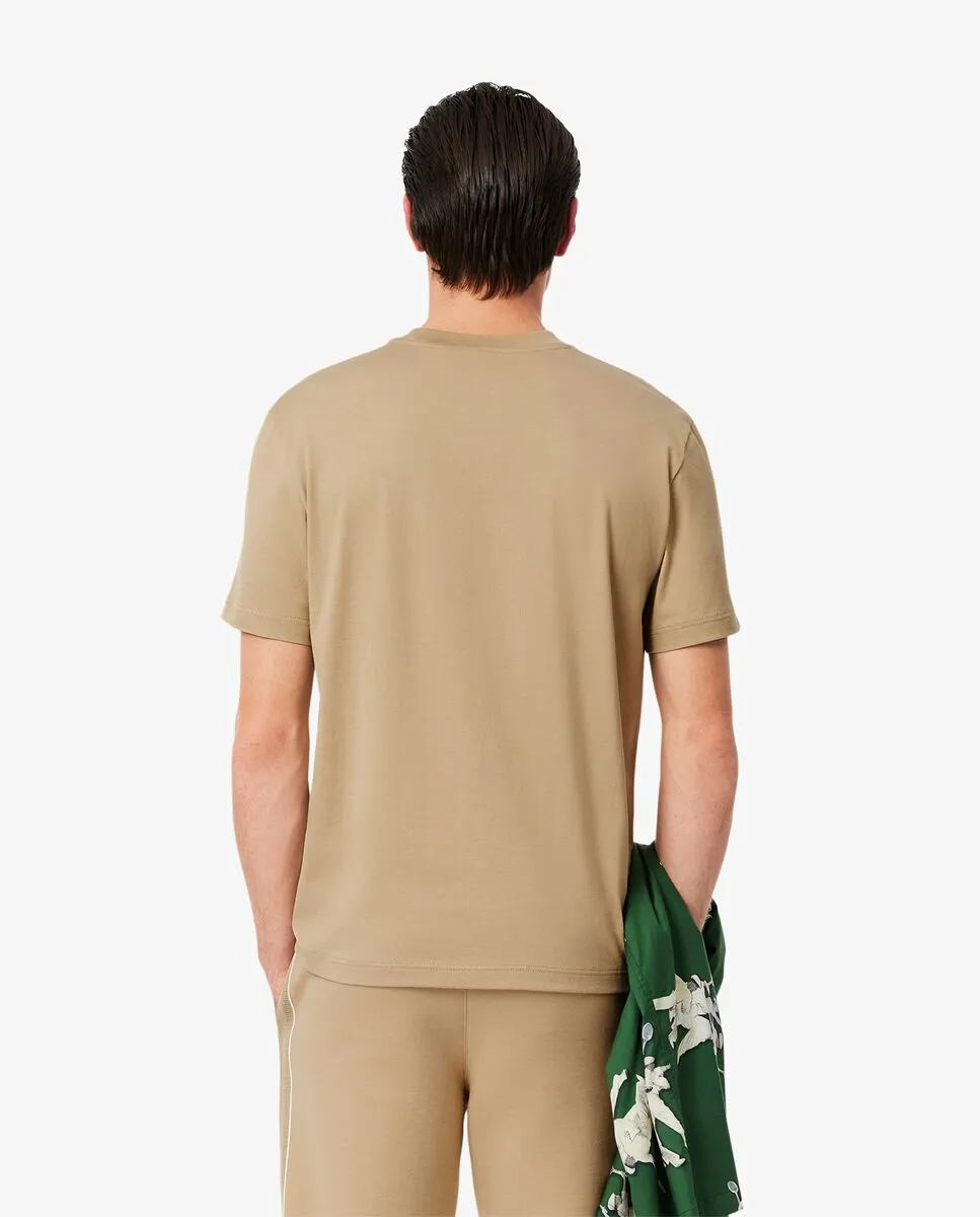 LACOSTE French Made Embroidered Badge T-Shirt Beige