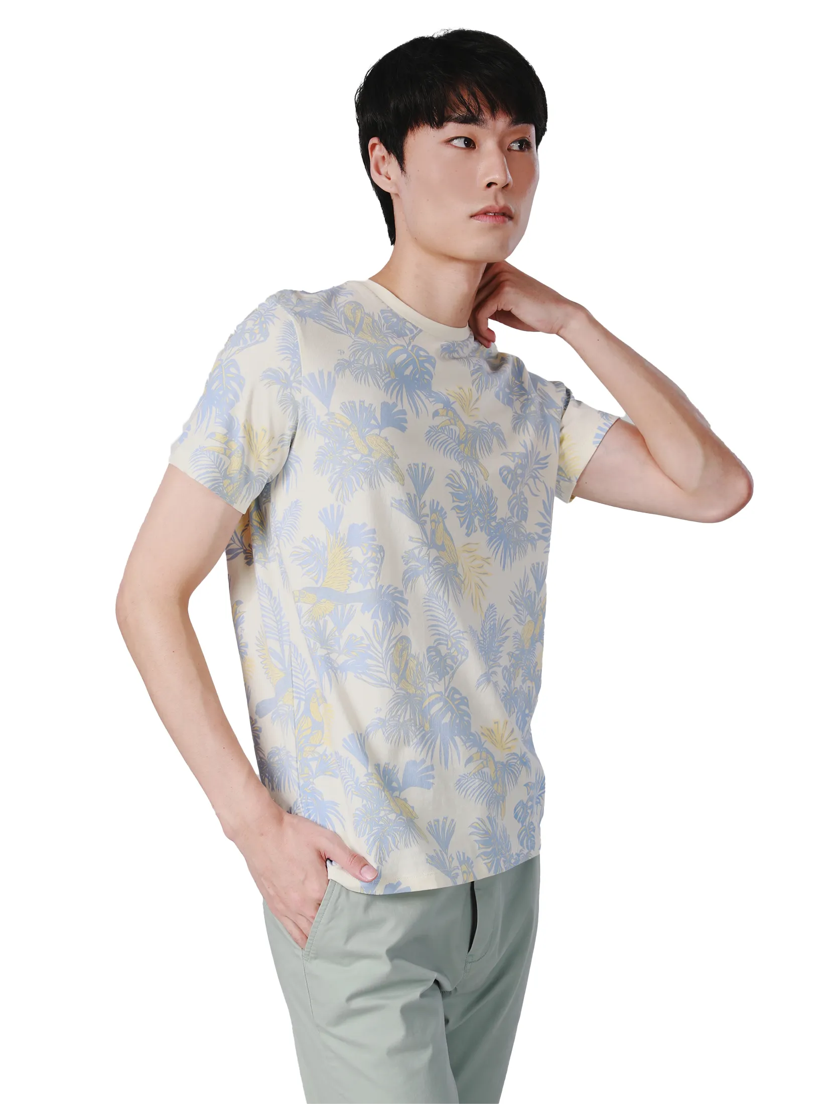 JOHN HENRY Men s T-Shirts (Slim Fit) SONGKRAN FESTIVAL Beige