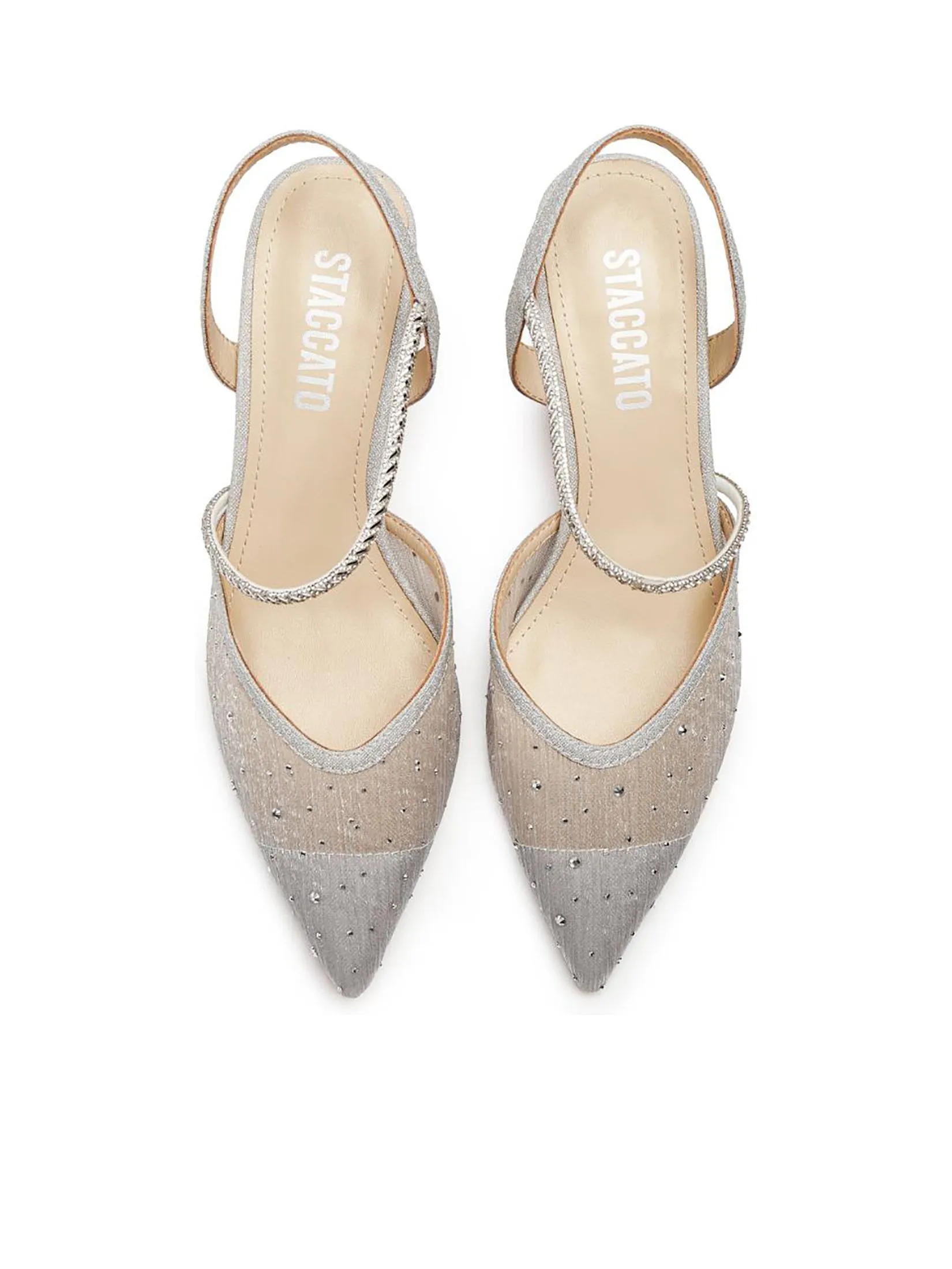 STACCATO Women Pump Crystal Strap Pointed Toe Silver