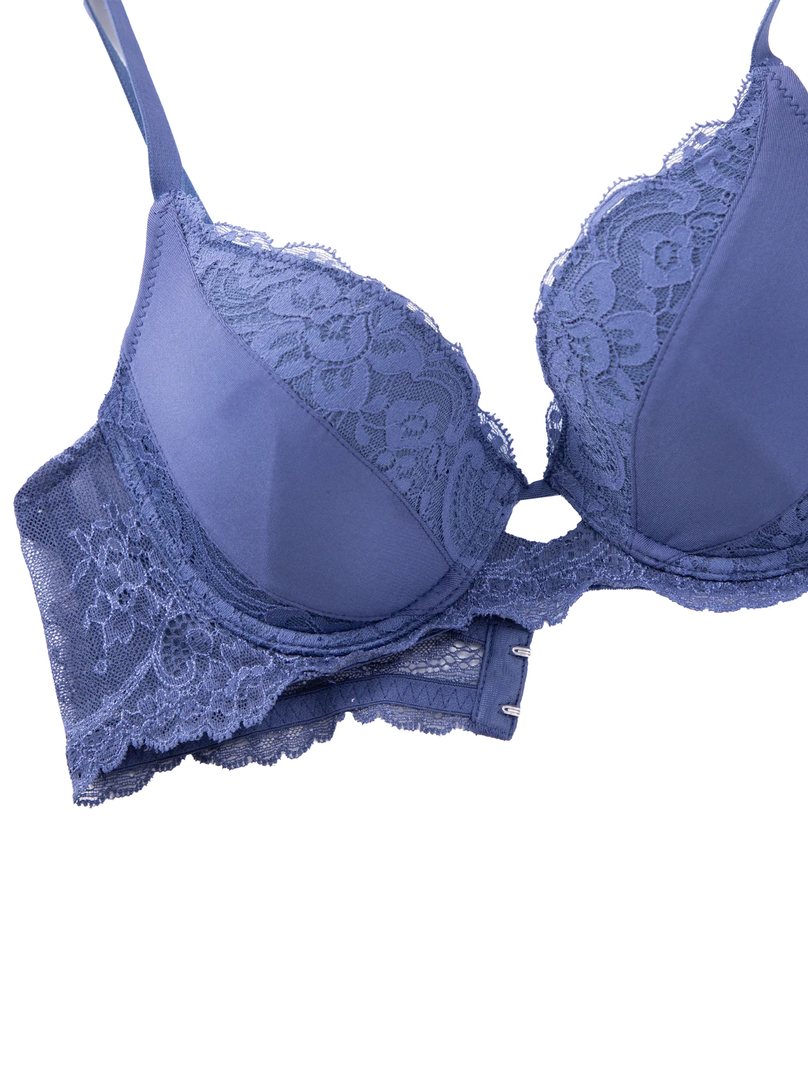 BSC LINGERIE Women's Sexy Lace Molded Bra Underwire & Padded BB6589NG - Navy Blue