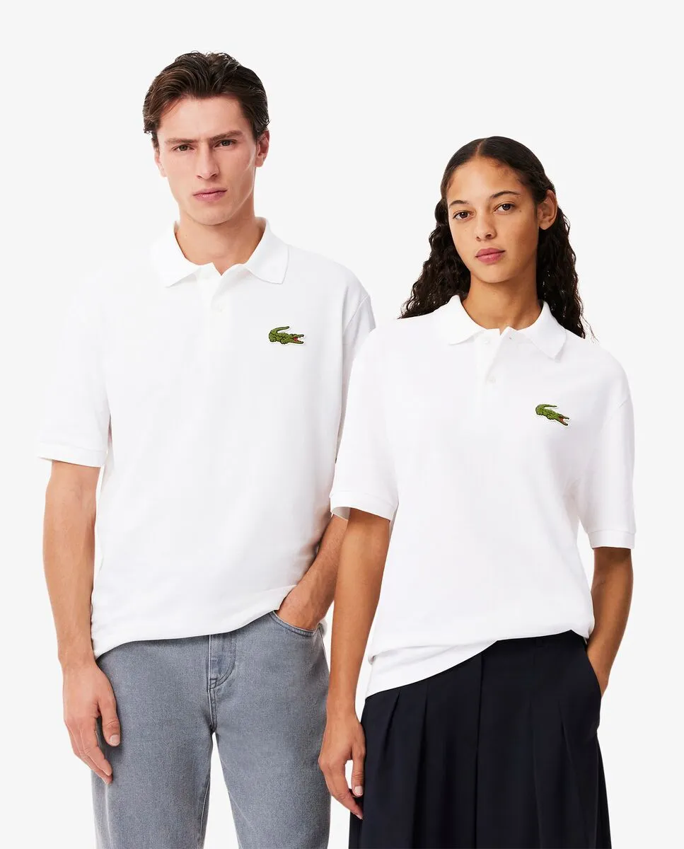 LACOSTE Loose Fit L.12.12 Piqu  Badge Polo Shirt White