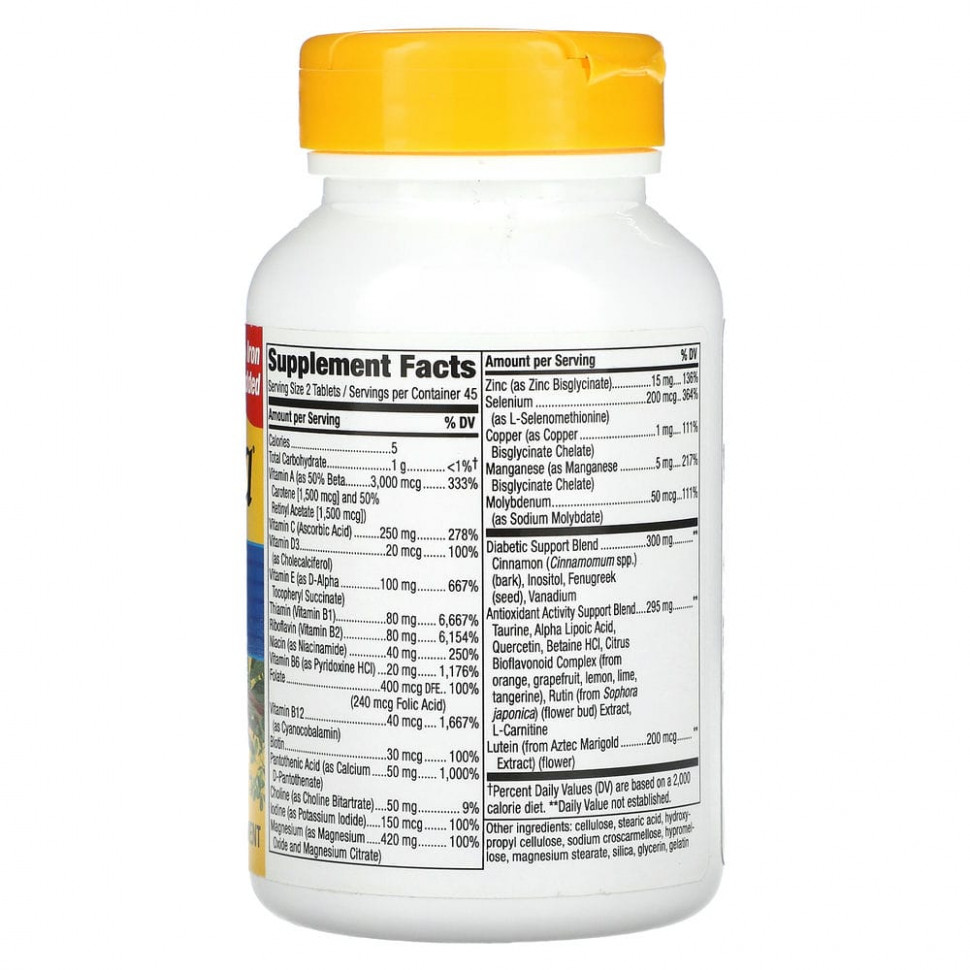 Nature's Way, Completia, комплекс мультивитаминов для диабетиков, без железа, 90 таблеток