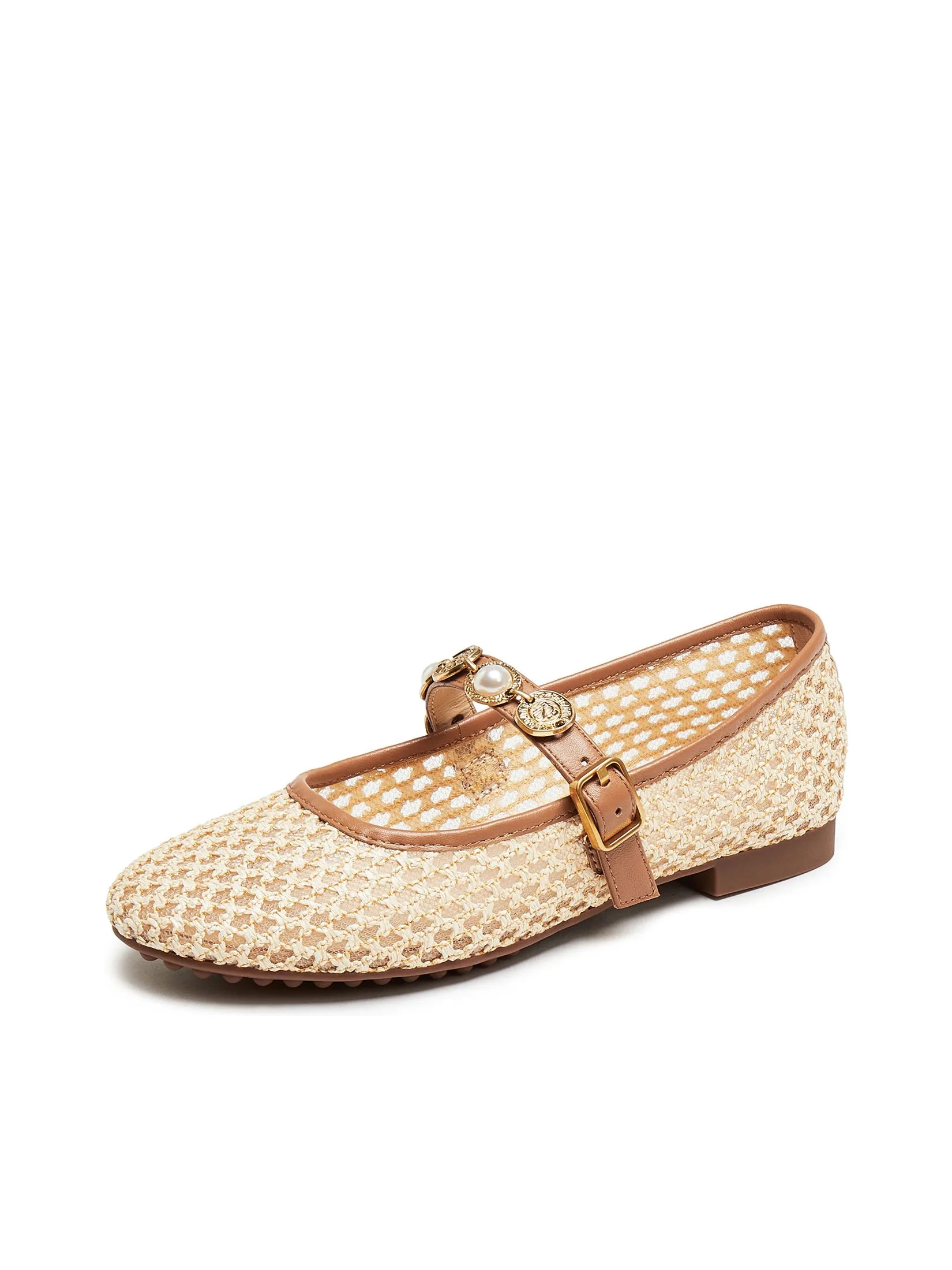 STACCATO Women Mary Jane Flats Broderie Golden Charms Strap