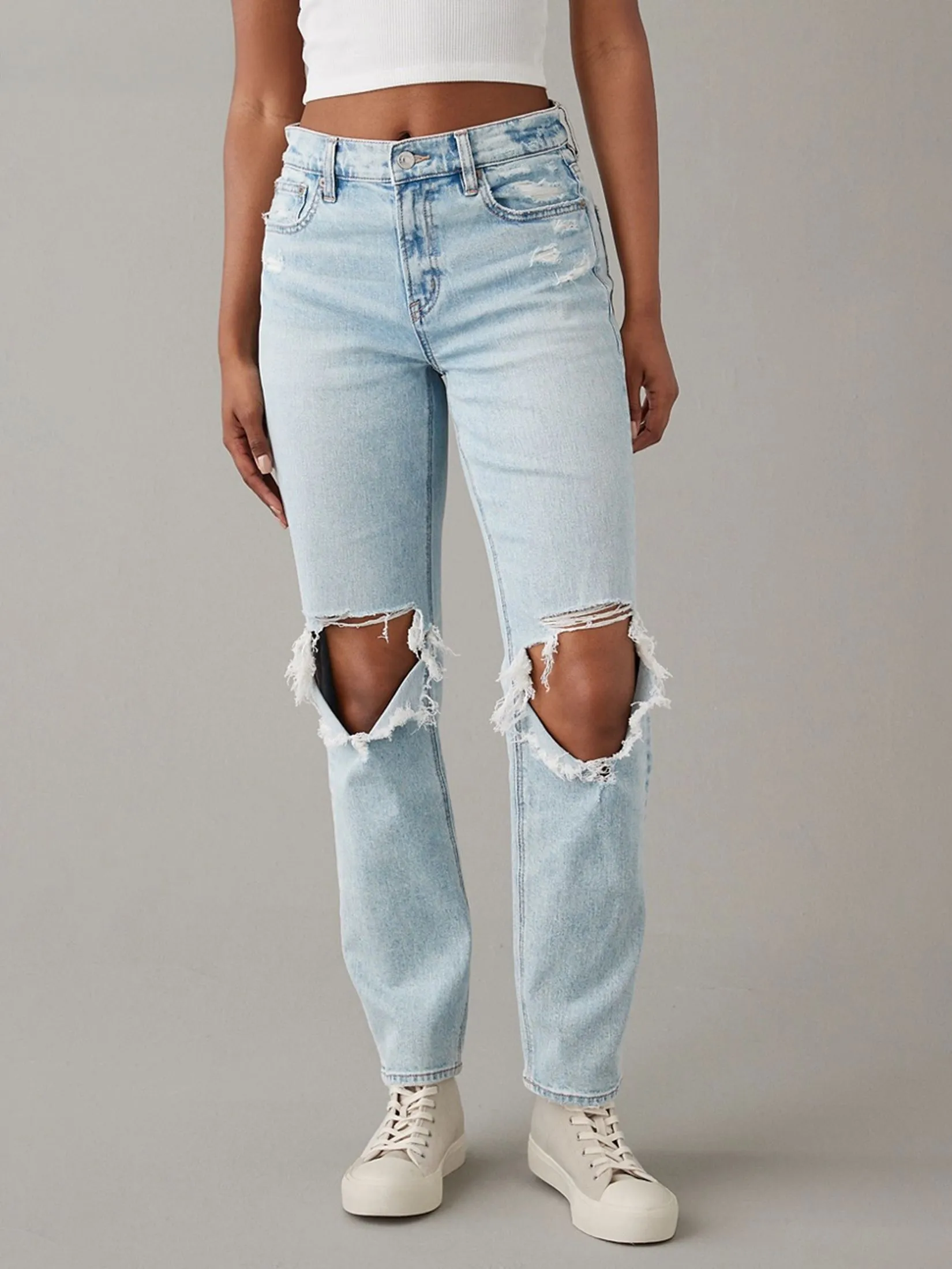 AMERICAN EAGLE WOMEN SUPER HIGH-RISE ANKLE STRAIGHT JEANS 432 SKYLIGHT