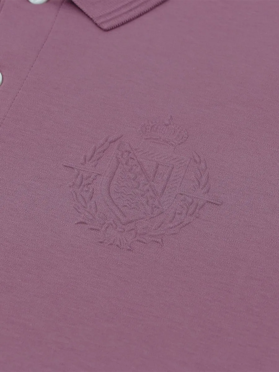 GIORDANO Men's Slim Fit Embroidery Bold Polo (Liquid Touch) Wistful mauve purple
