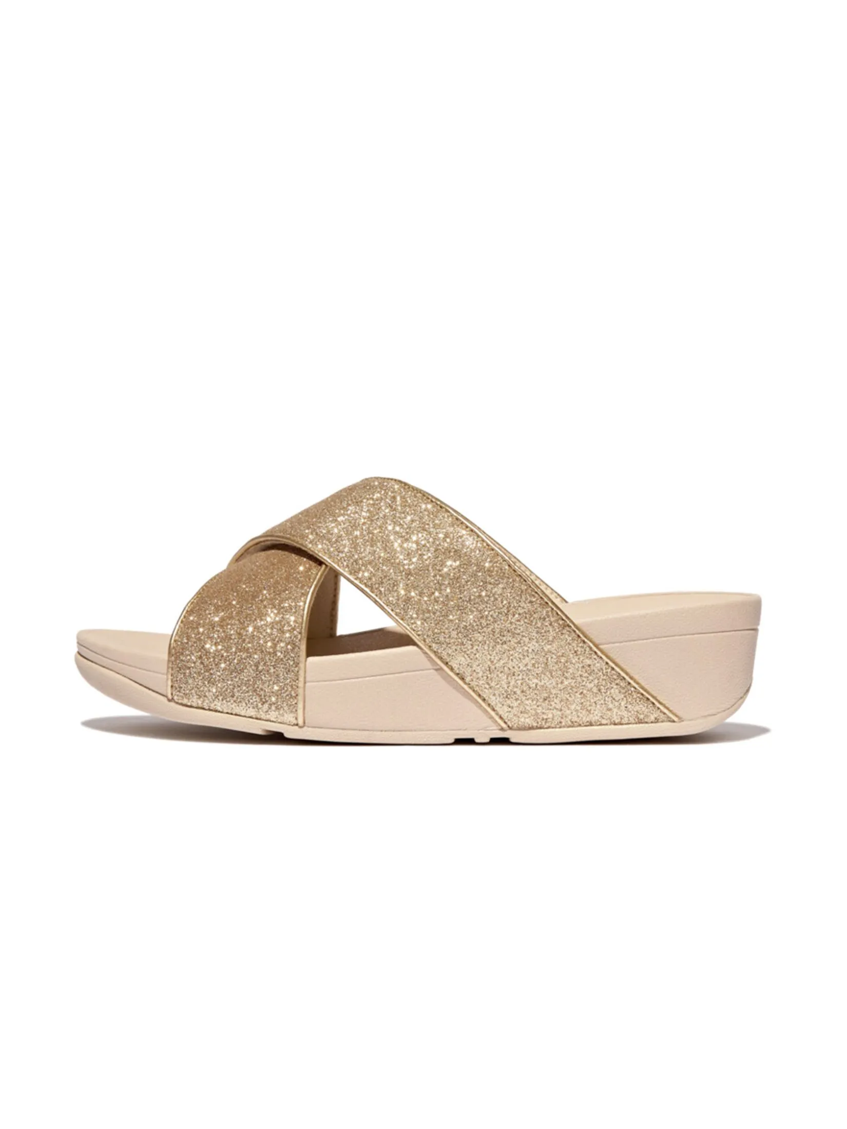 FitFlop™ WOMEN'S LULU GLITTERDUST CROSS SLIDES GOLD
