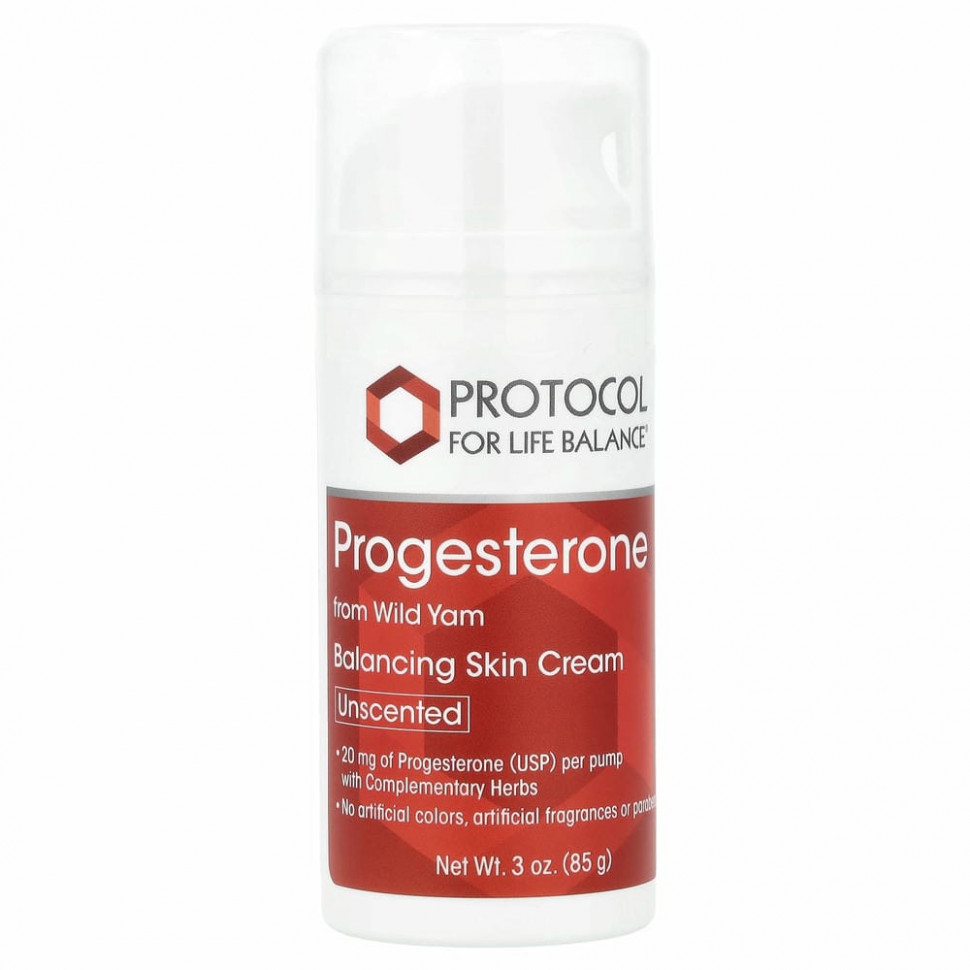 Protocol for Life Balance, Натуральный прогестерон, липосомный крем для кожи, без запаха, 3 унц. (85 г)