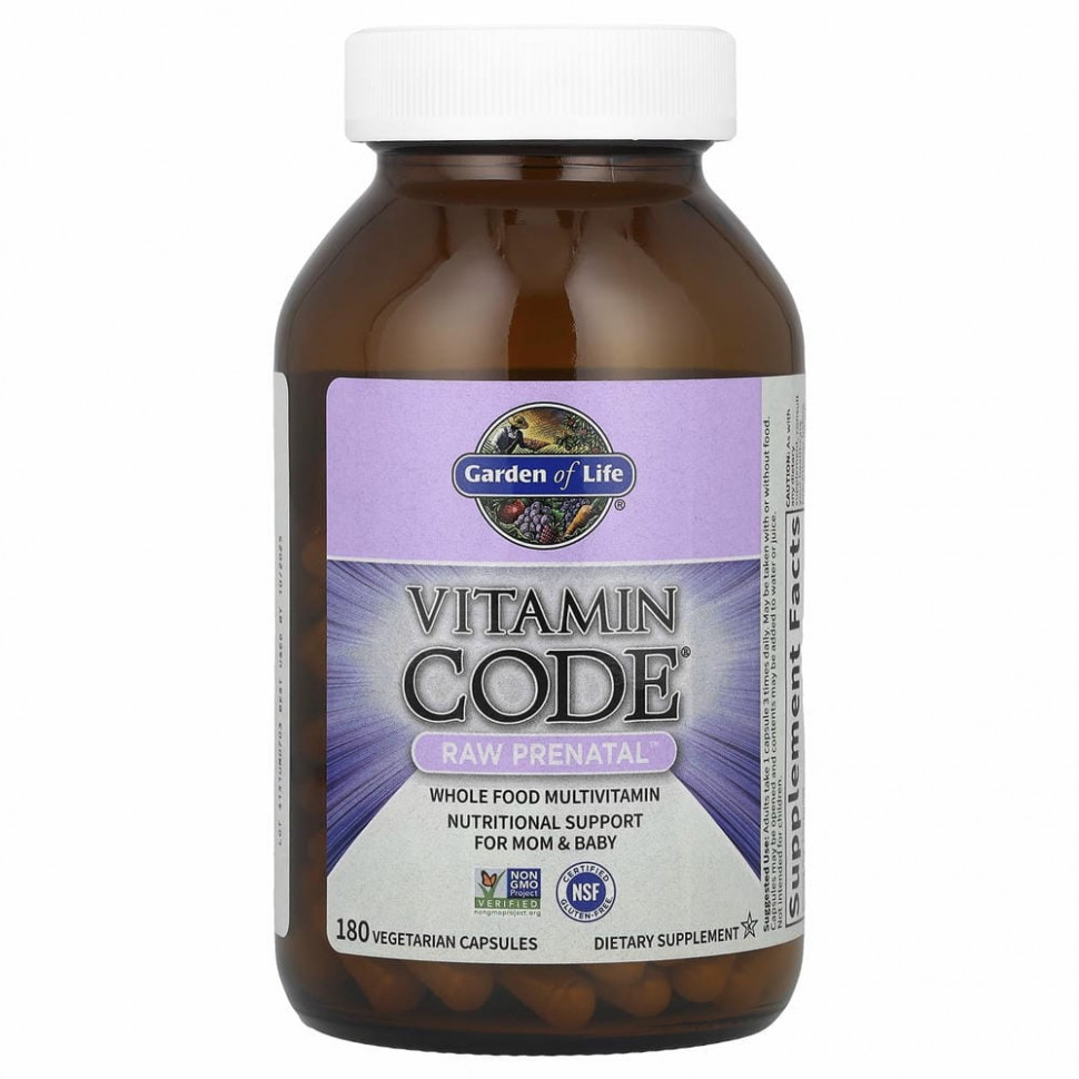 Garden of Life, Vitamin Code, RAW Prenatal, 180 вегетарианских капсул