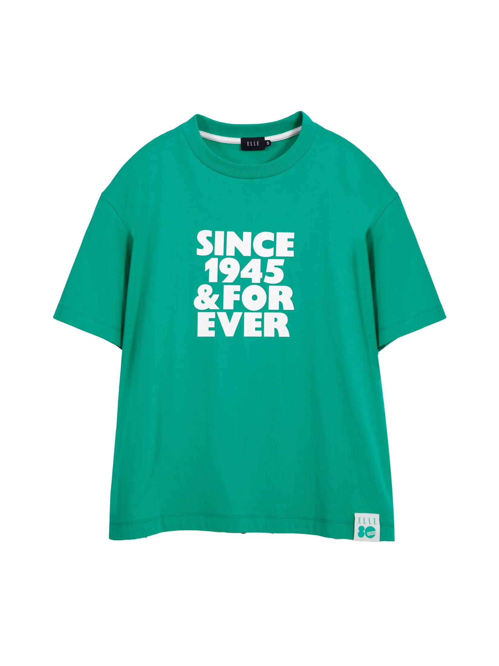 ELLE UNISEX Short Sleeves Oversized Cotton T-Shirt with Graphic Print W3K722 - Green | ELLE 80 YEARS LIMITED EDITION Size - L