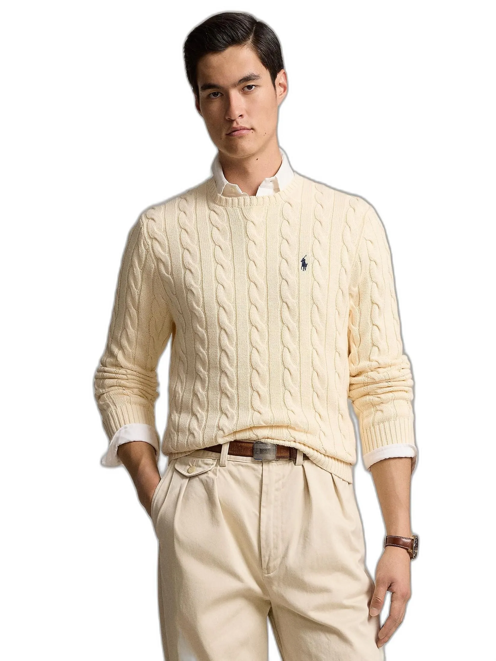 POLO RALPH LAUREN Men Pullover-Cable-Knit Cotton Sweater MNPOSWE16820693-Natural-101
