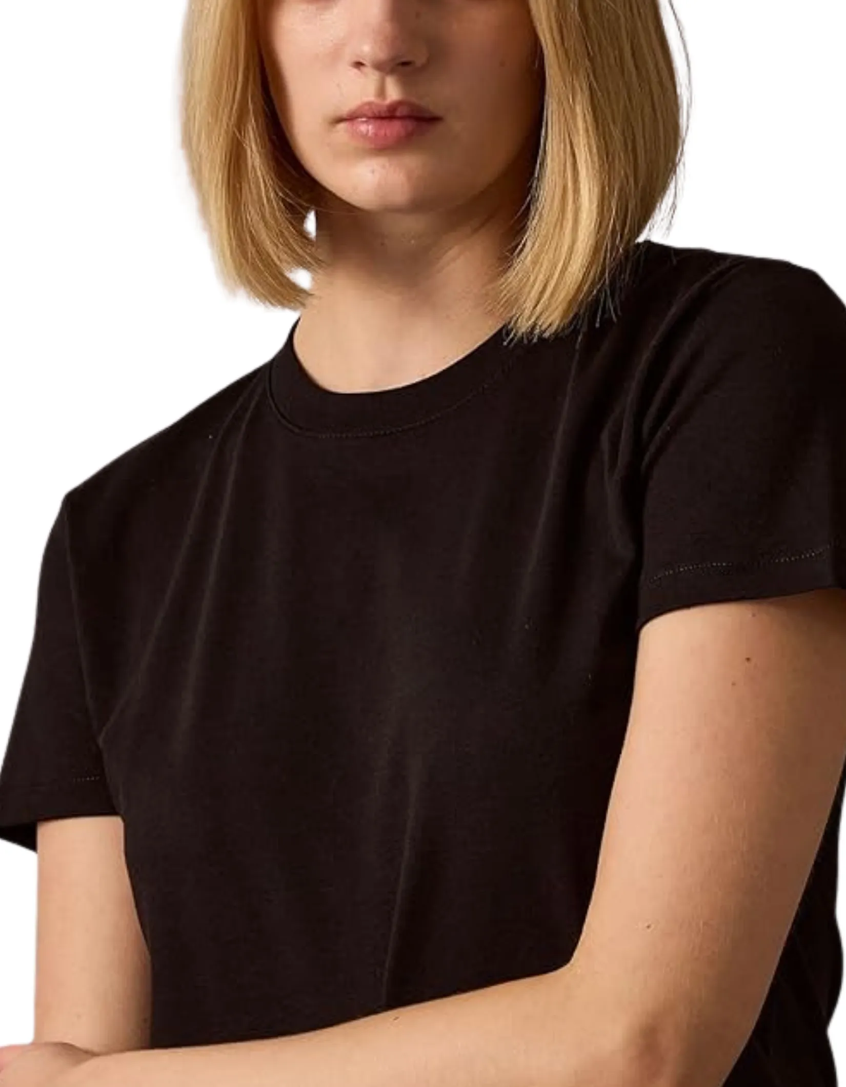 CALVIN KLEIN Women's Liquid Cotton Crewneck Tee Black