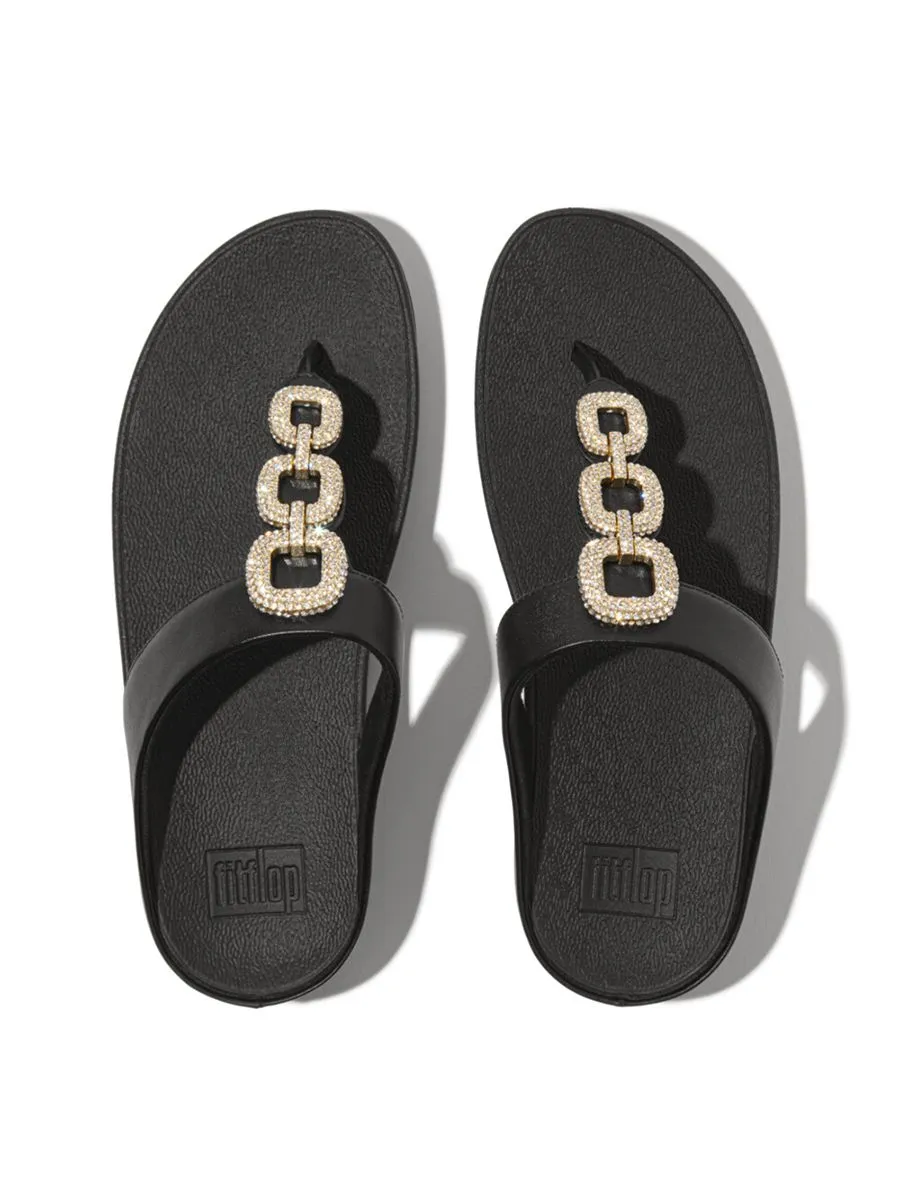 FitFlop™ WOMEN'S FINO CRYSTAL-CHAIN LEATHER BLACK