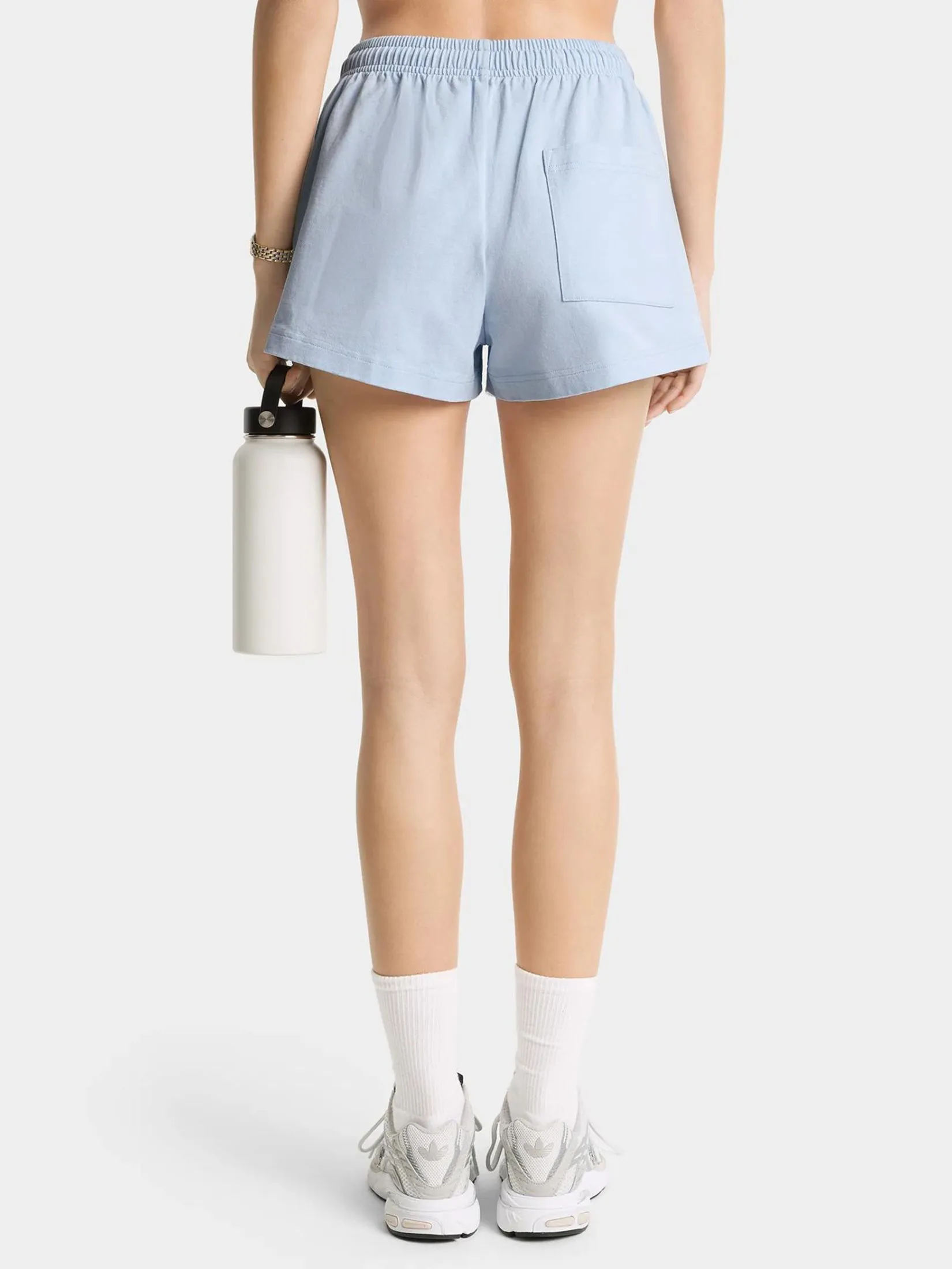 SPORTY & RICH Women Disco Short Wellness Club Flocked - Ciel/Navy