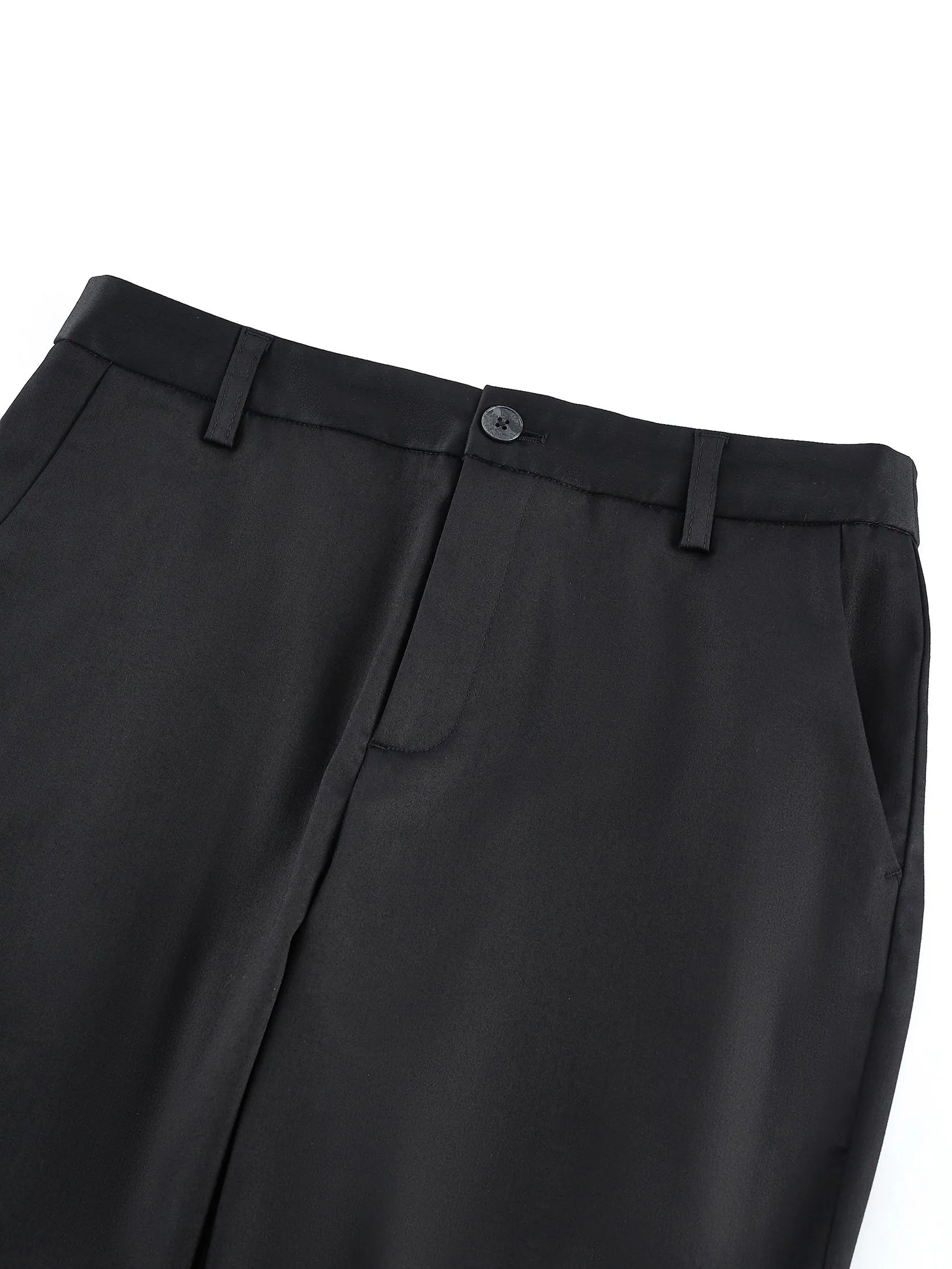 G2000 Women Clothing Cotton Blend Cropped Cigarette Casual Pants  Cropped Cigarette Shape - Black