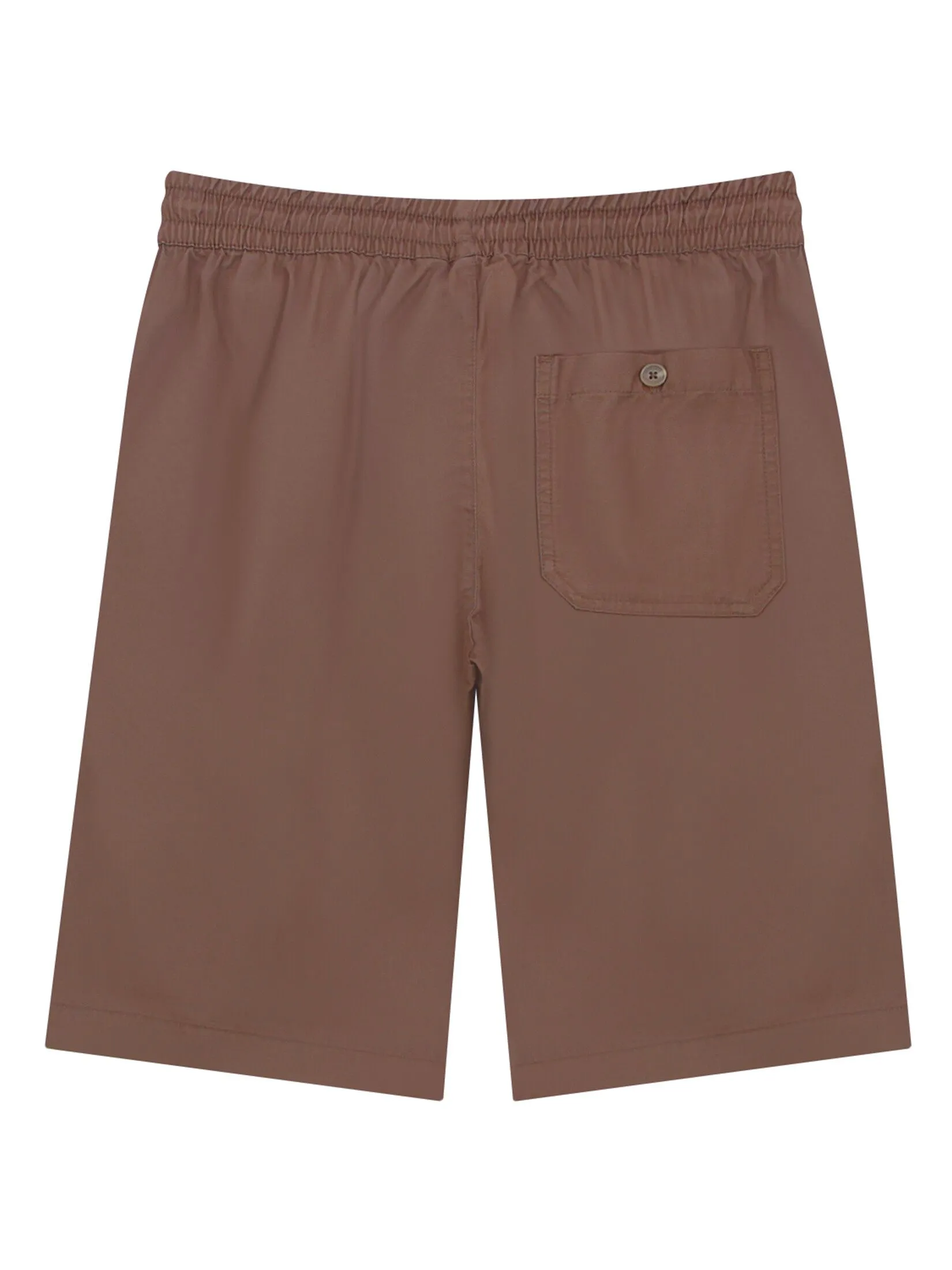 GIORDANO Men's Mid-Rise Slim Fit Elastic Waist Twill Bermuda Shorts Cocoa brown