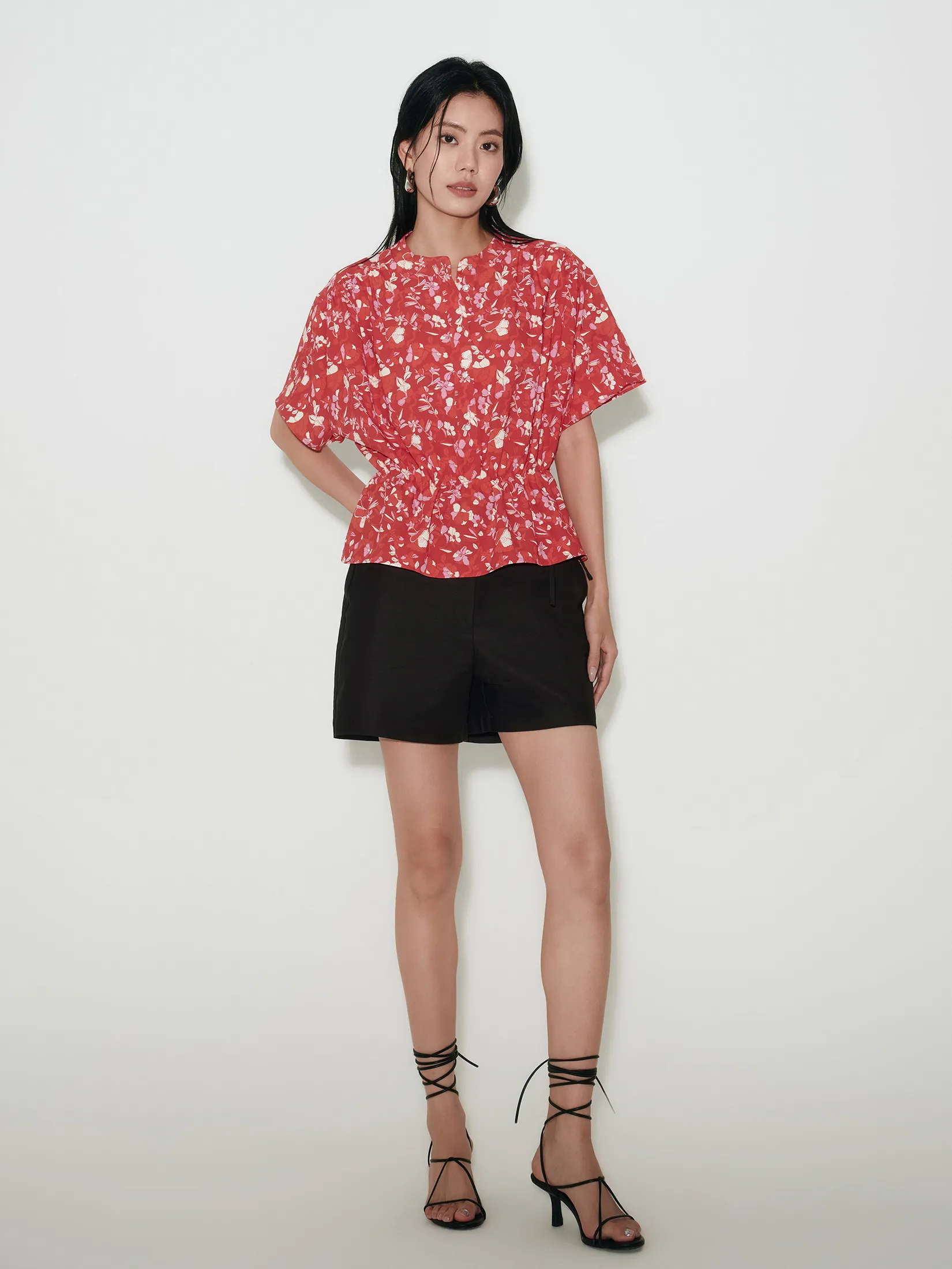 G2000 Women Clothing Floral Print Collared Blouse Regular Fit - Red