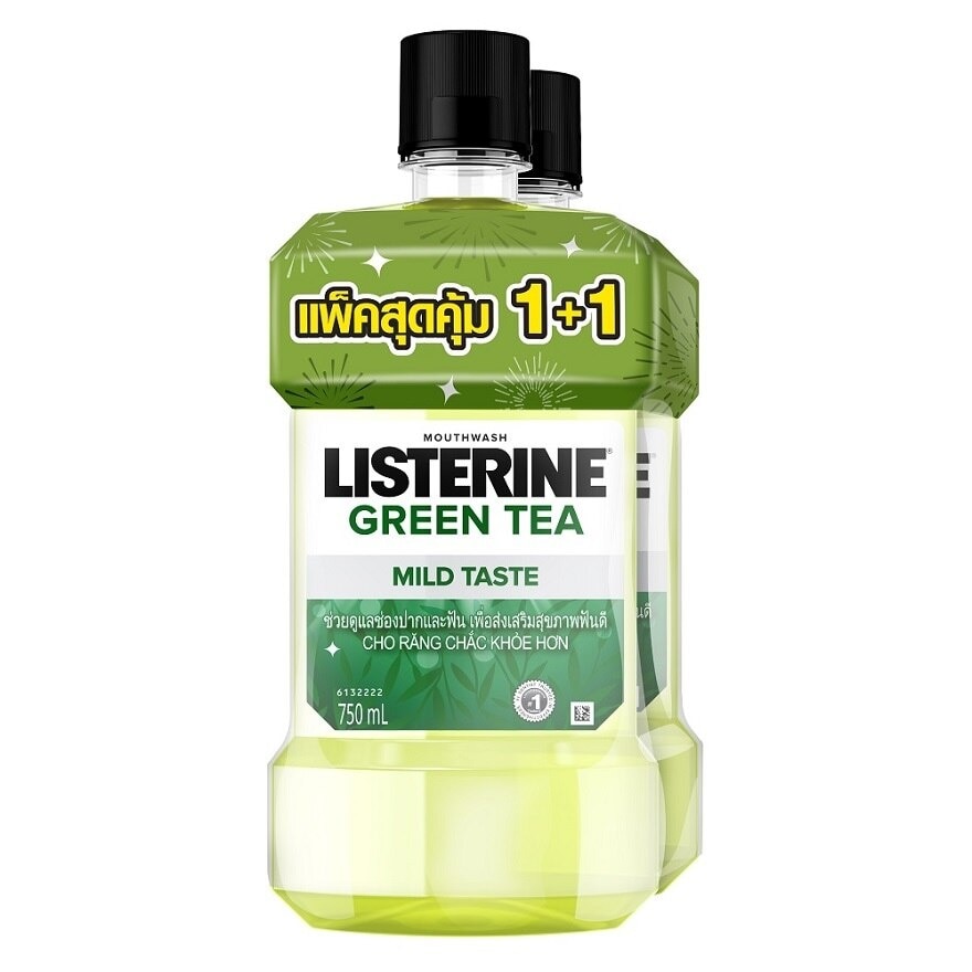 Listerine Mouthwash Green Tea Zero Alcohol 750 Ml. Twin Pack