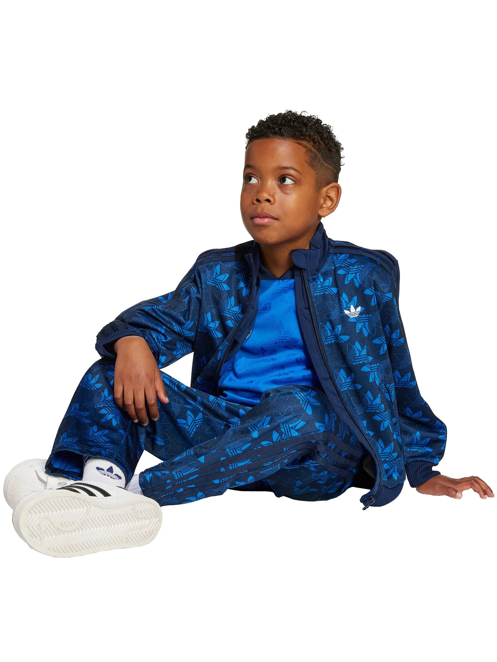 ADIDAS KIDS Unisex Toddler Track Suit Firebird Monogram AOP Blue