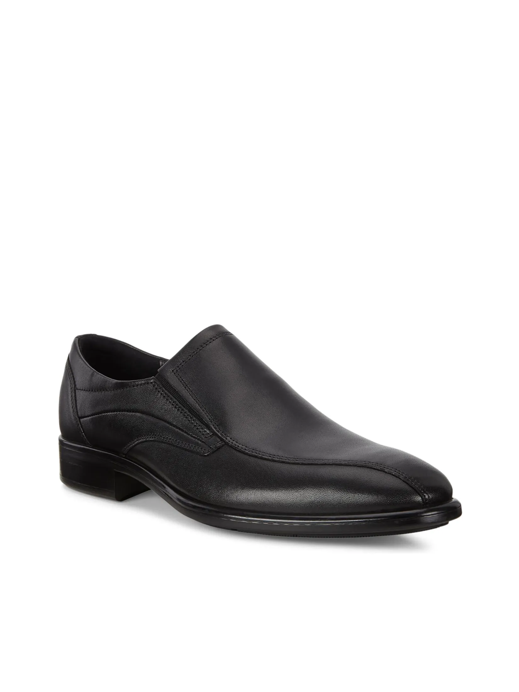 ECCO Men Leather Shoes Citytray Slip On Black Santiago