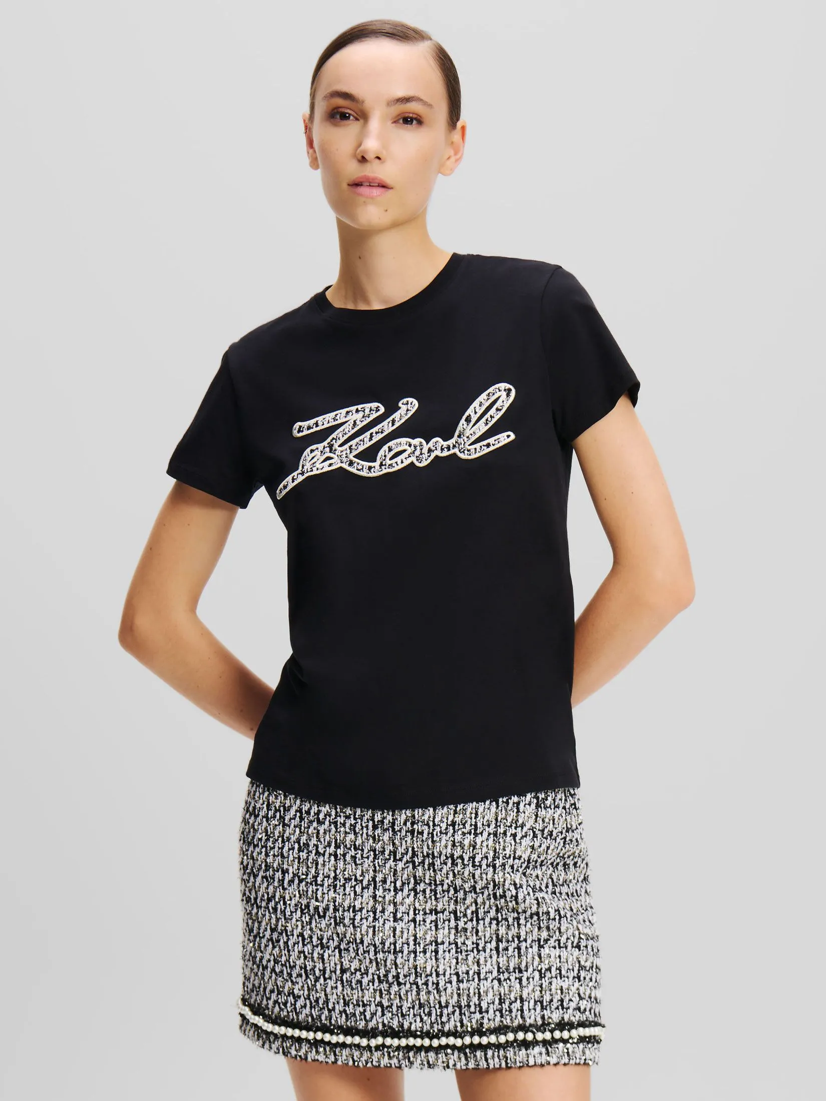 KARL LAGERFELD BOUCLE KARL SIGNATURE T-SHIRT BLACK