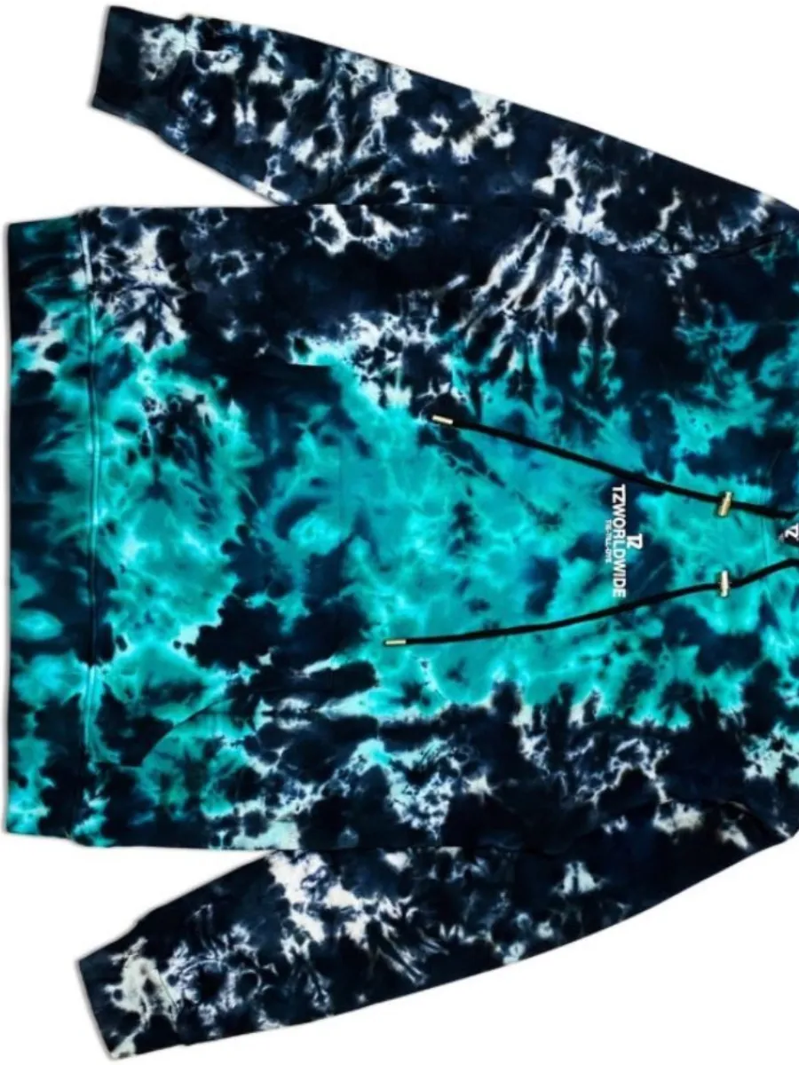 TZ WORLDWIDE Men HOODIE TZ TIE-TILL-DYE HOODIE - GREEN & BLACK